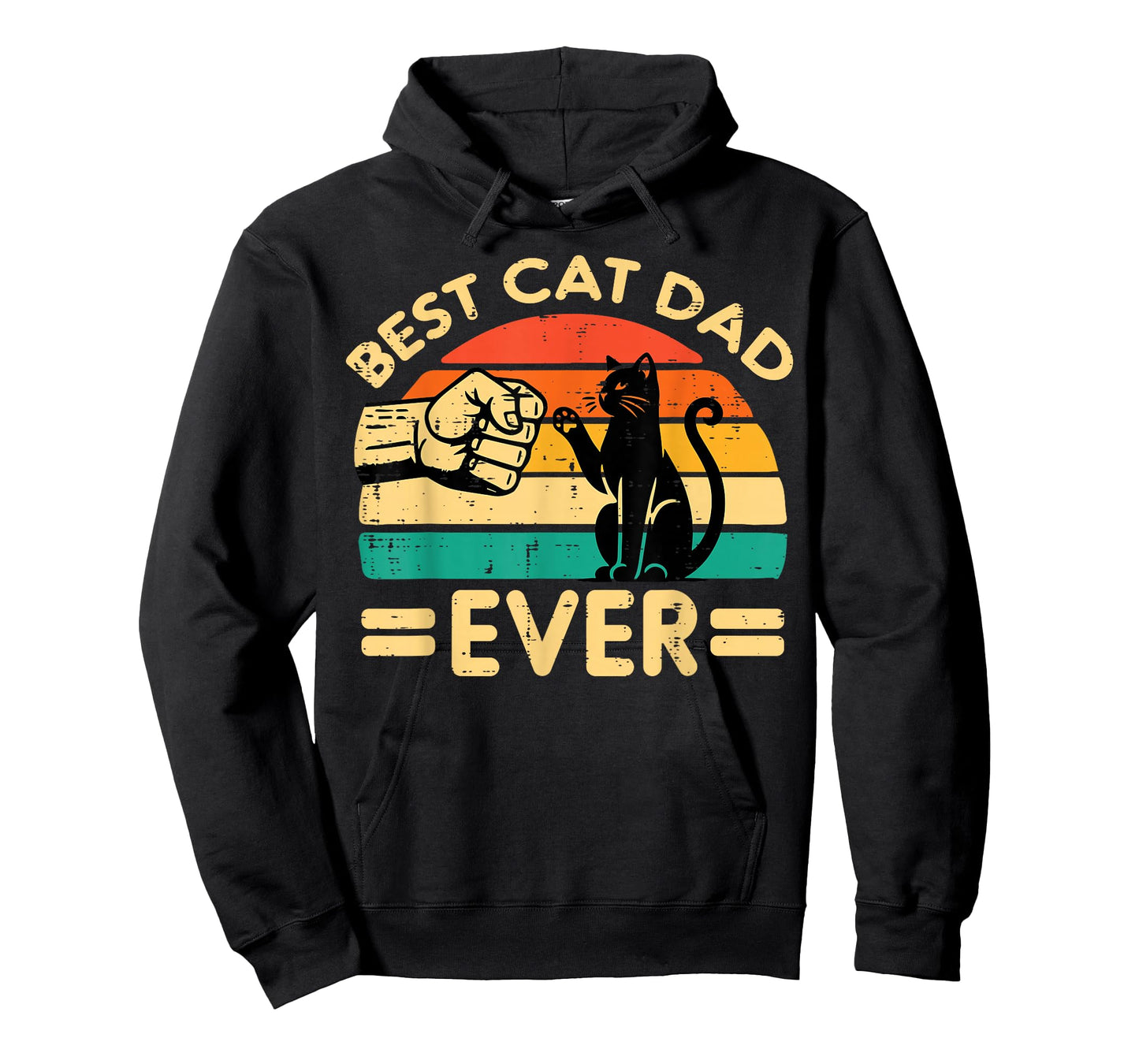 Best Cat Dad Ever Fist Bump Retro Fur Papa Fathers Day Men T-Shirt