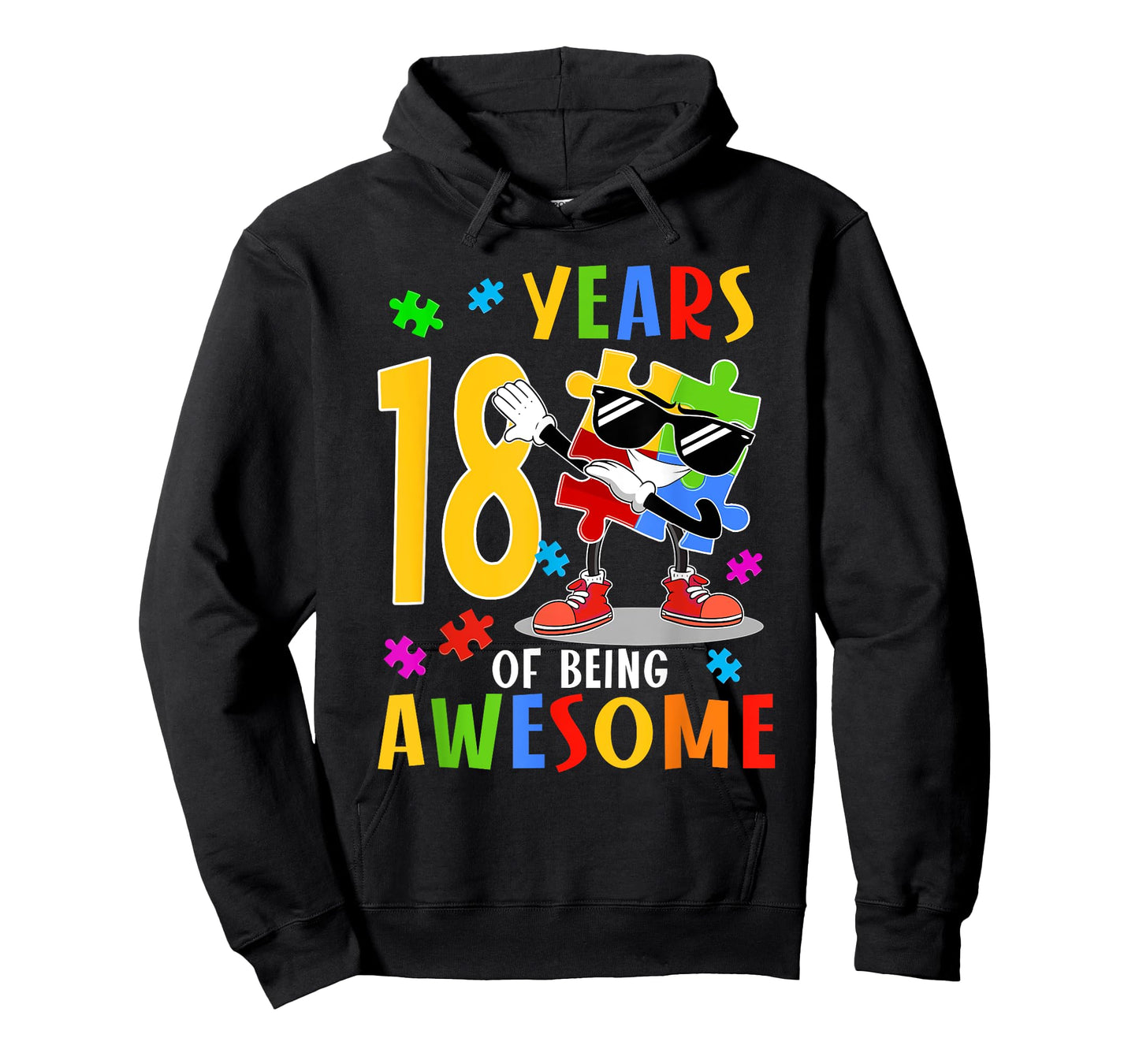 18 Years Of Being Awesome Birthday Dabbing Autism Puzzle T-Shirt