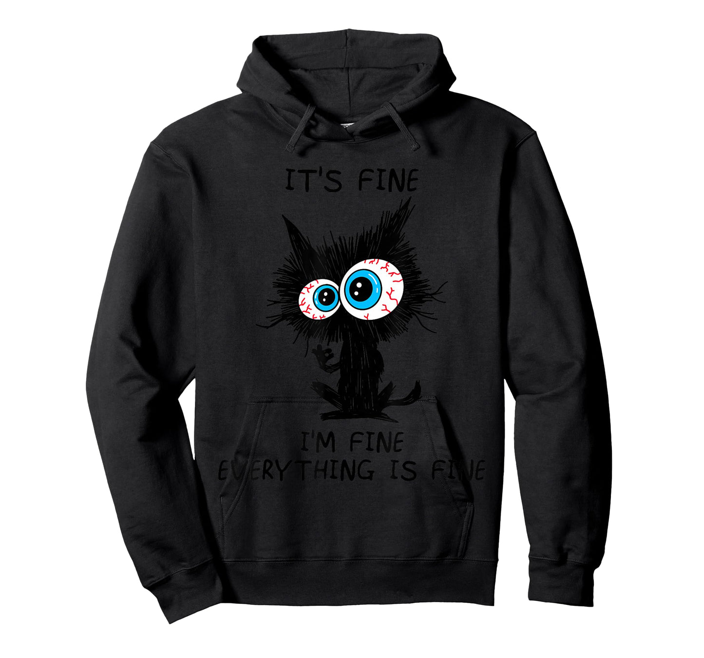 Funny It's Fine I'm Fine Everything is Fine Funny Black Cat T-Shirt