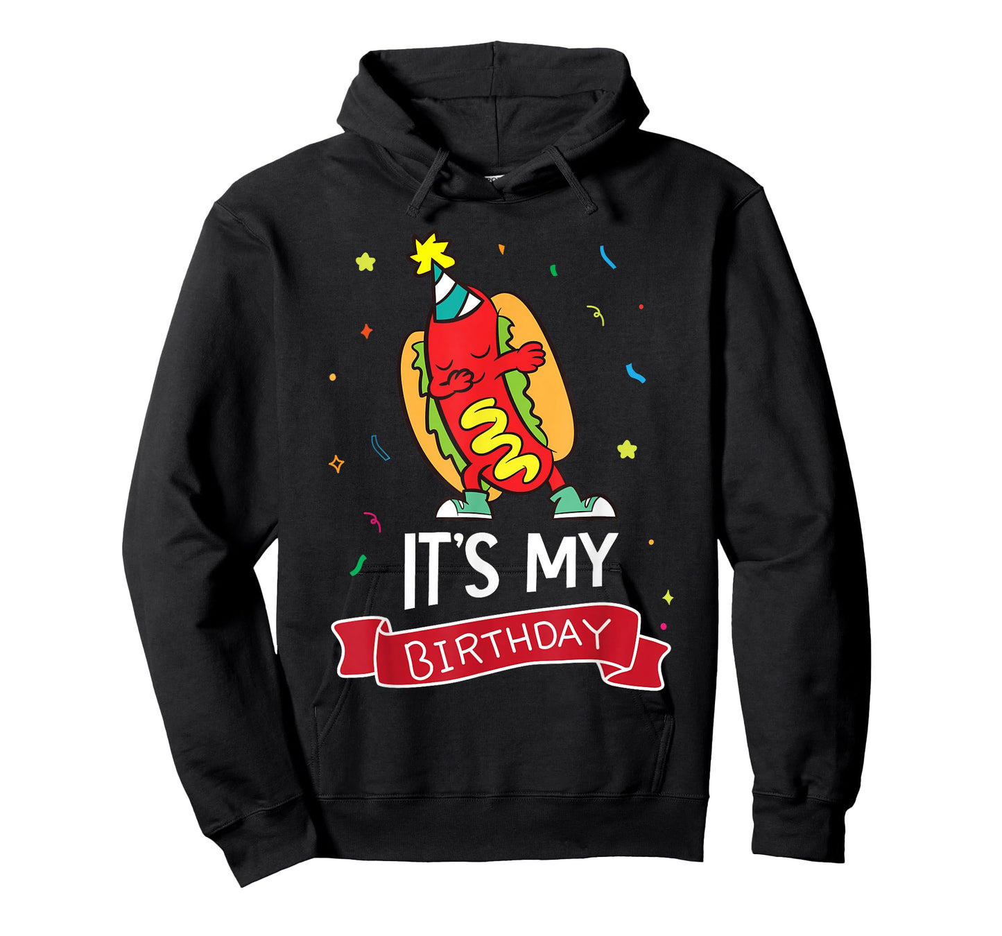 Its My Birthday Funny Hot Dog T-Shirt, Small, Black