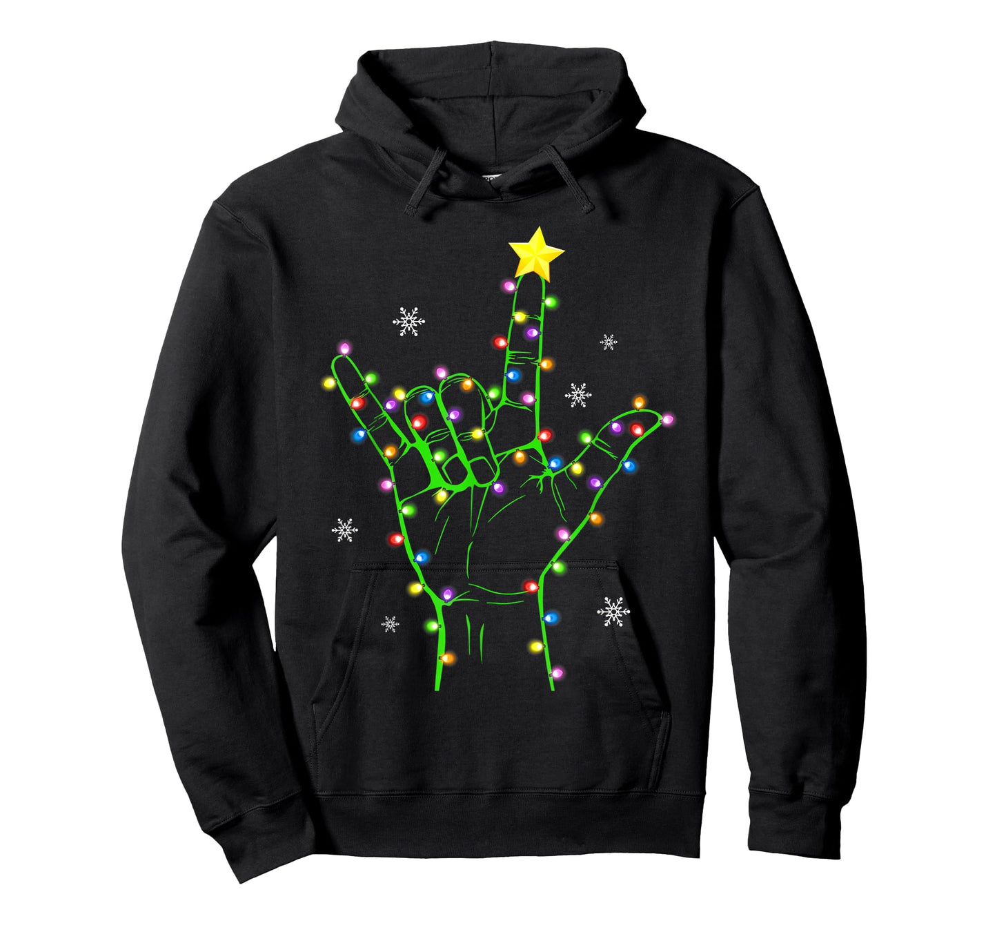 ASL Christmas Christmas Tree Lights American Sign Language T-Shirt