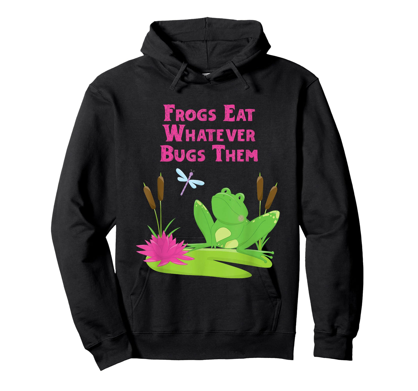 Frogs Eat Whatever Bugs Them Dragonfly Funny Frog Pun T-Shirt