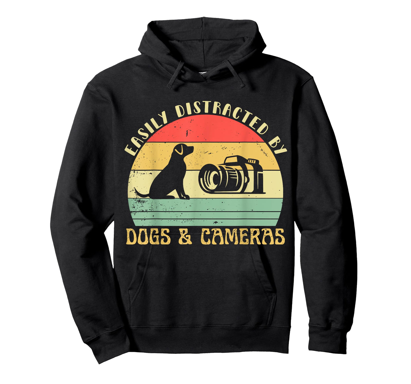 Easily Distracted By Cameras & Dogs Retro Funny Photographer T-Shirt