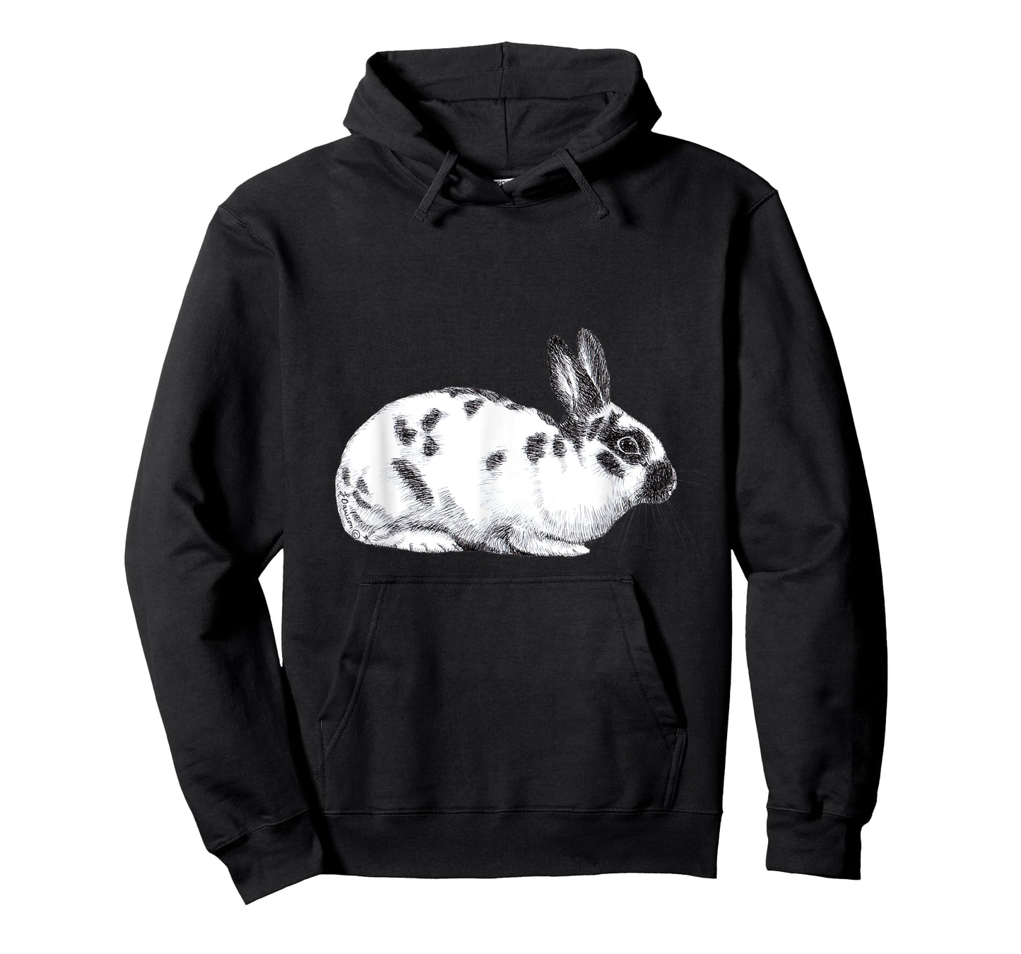 Cute English Spotted Bunny Rabbit Drawing T-Shirt