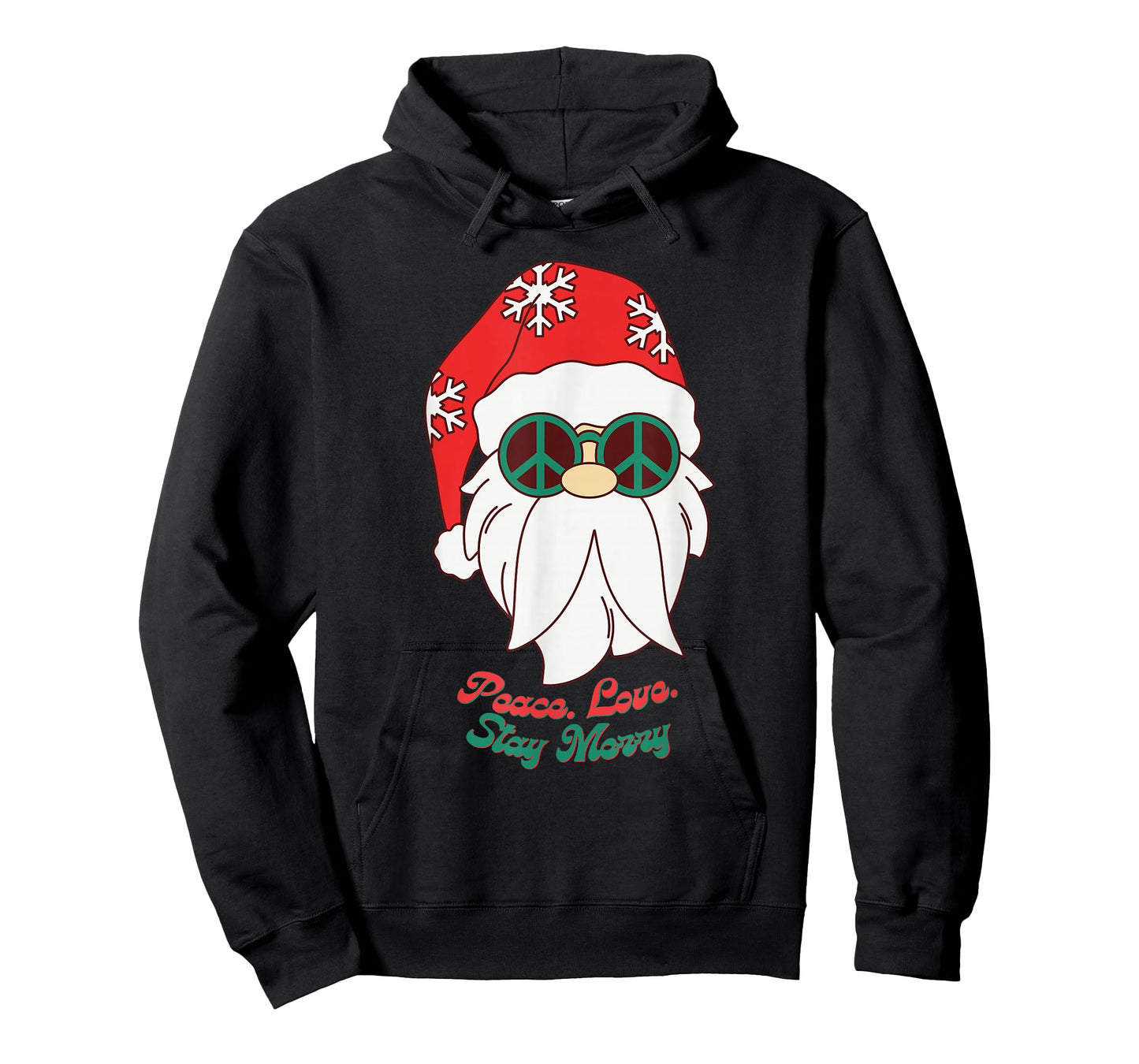 Hippie Santa Groovy Peace Sign Funny Christmas T-Shirt