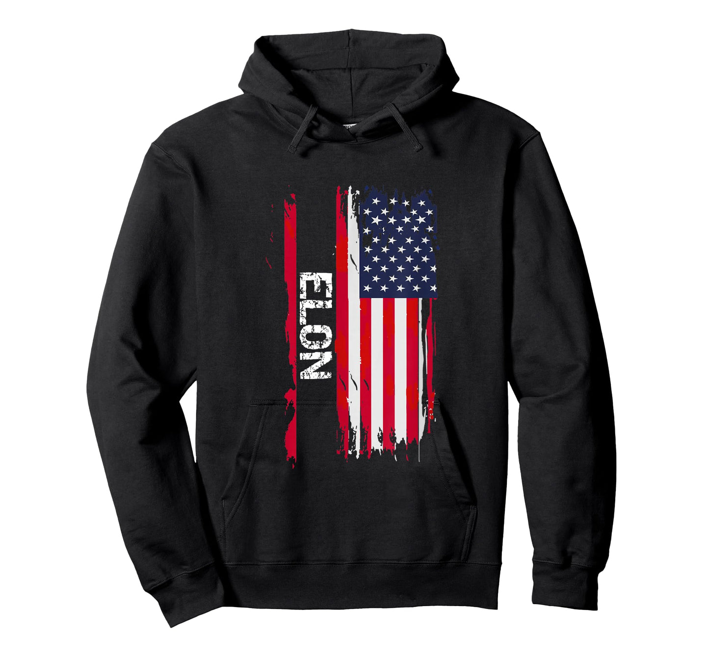 Elon USA Flag T-Shirt - Unisex-Adults - Black - Short Sleeve - Small