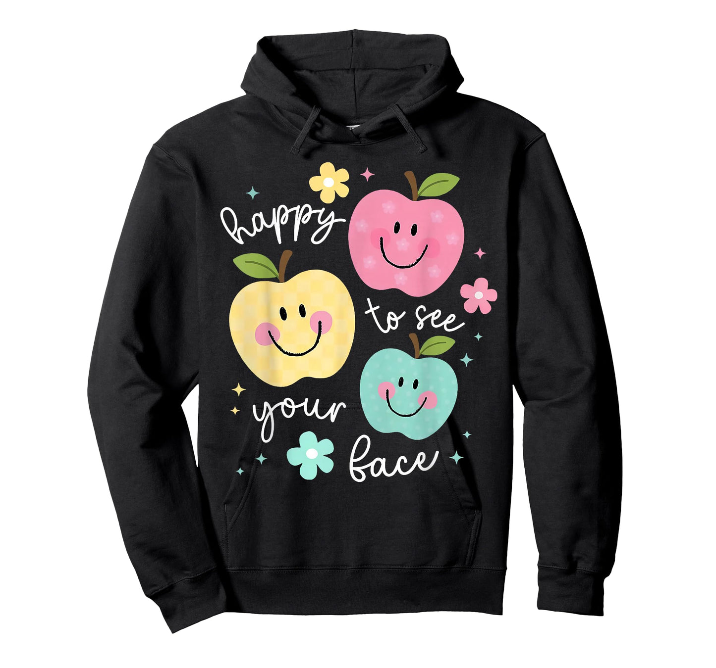 Happy to See Your Face Groovy Apple Smile Face Teacher T-Shirt