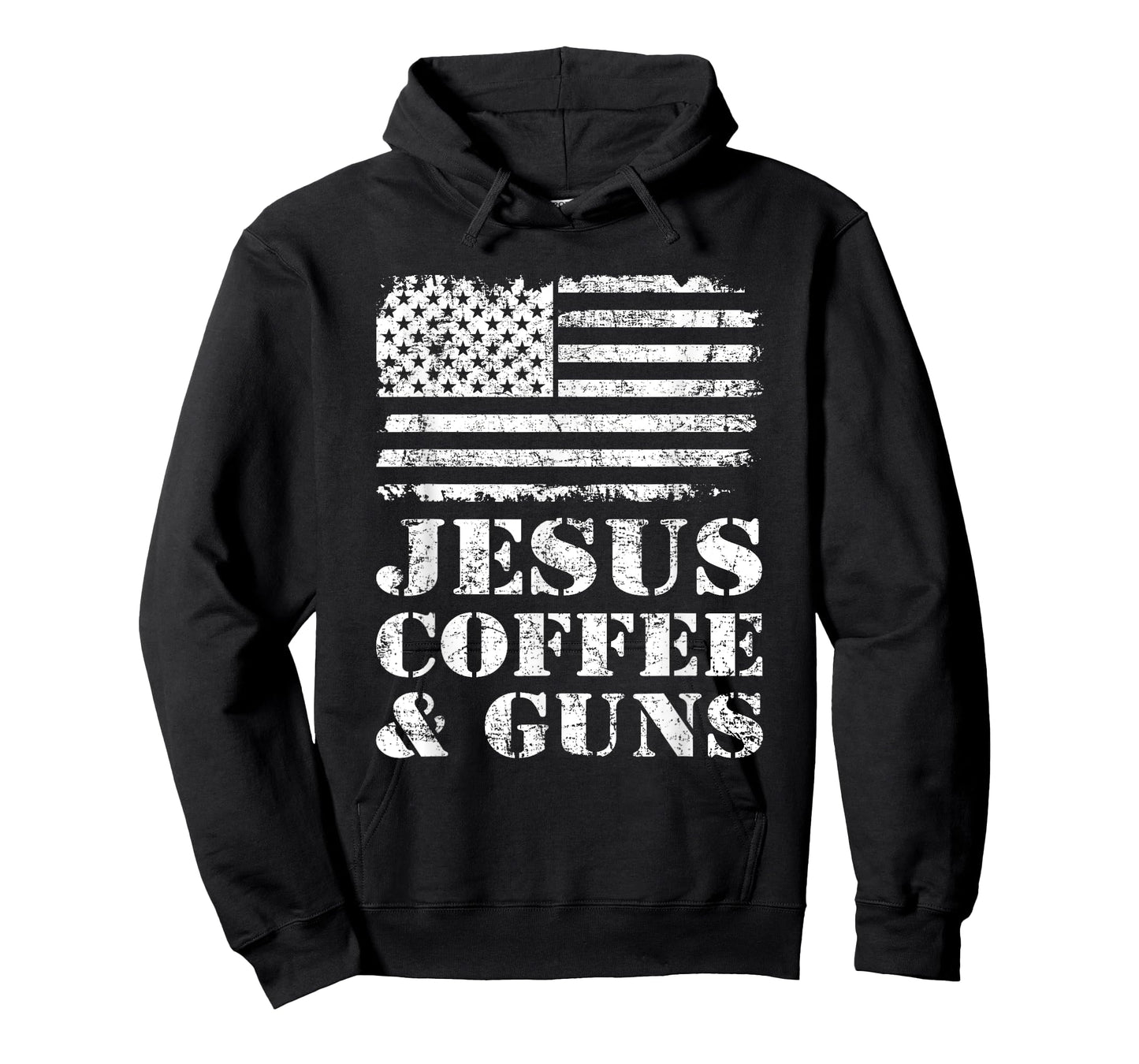 Jesus Coffee & Guns - Funny Christian Pro God & Gun USA Flag T-Shirt for Women Men