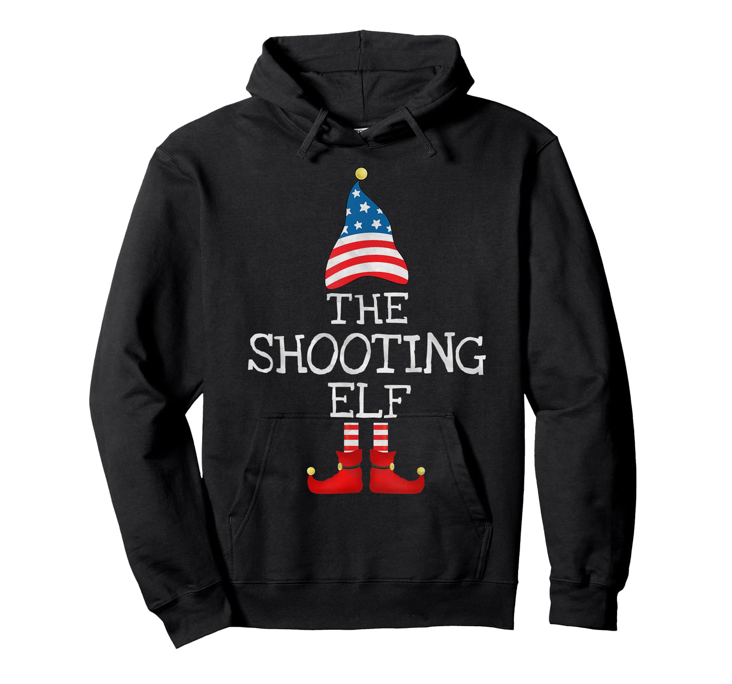 USA Flag Xmas The Shooting Elf Funny Matching Christmas Elf T-Shirt