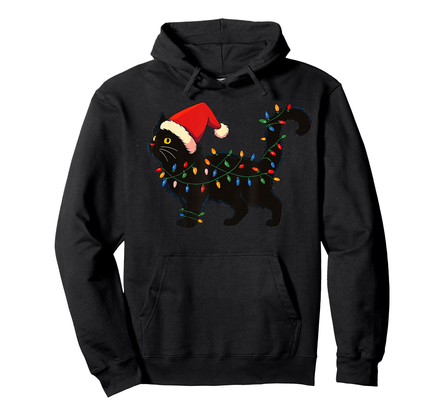 Black Cat Christmas Santa Hat Funny T-Shirt