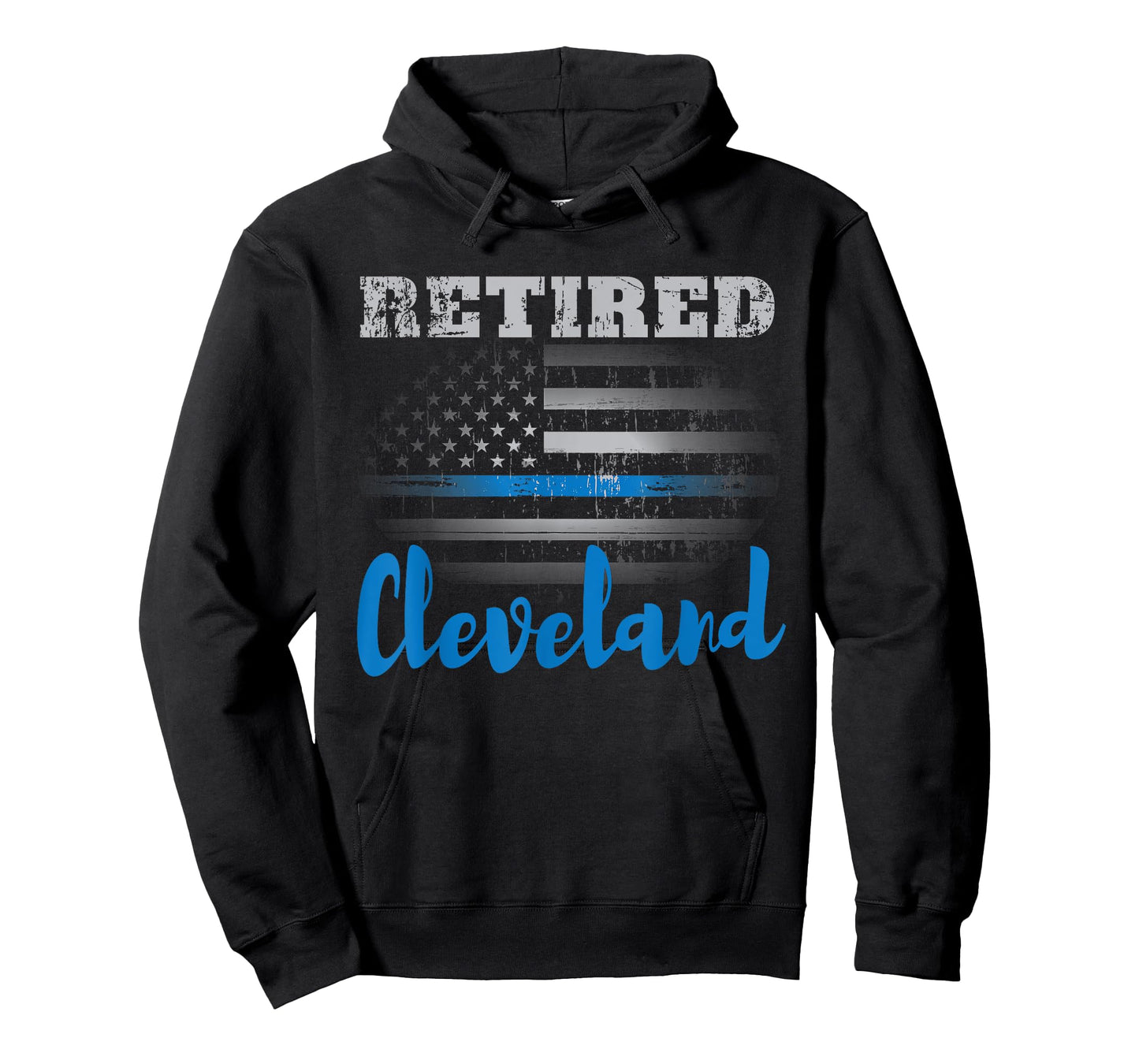Retired Police Officer Cleveland American Flag Design T-Shirt
