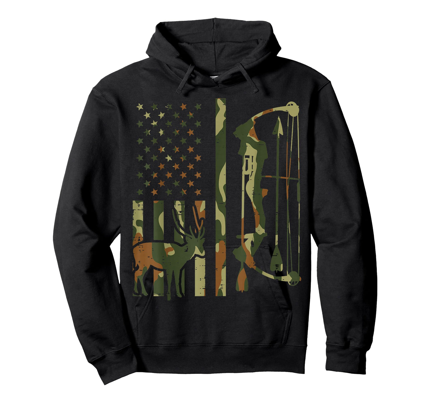 Camo Flag Deer Bow Hunting Patriotic Hunter Dad Archer T-Shirt