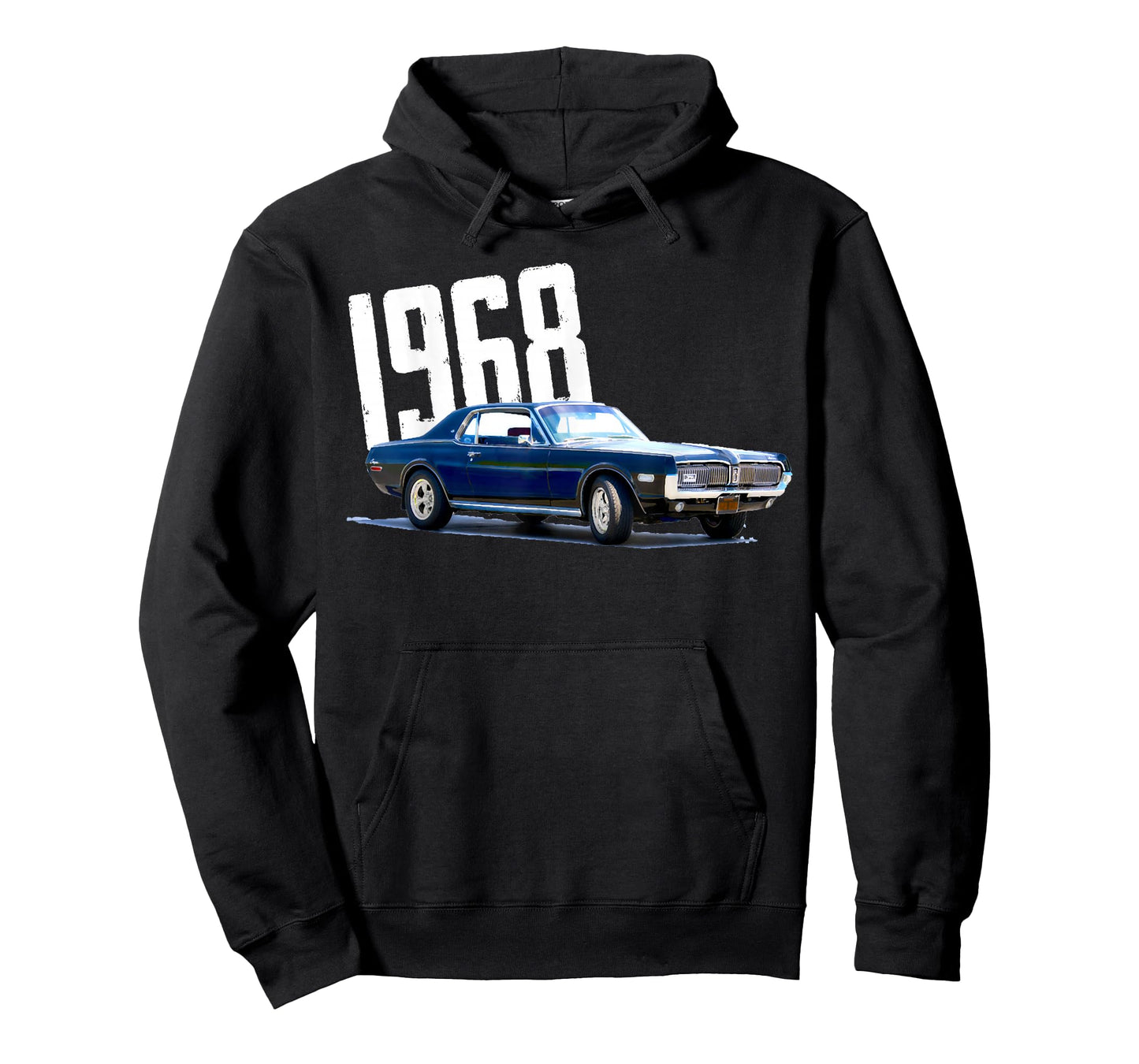 1968 68 Mercury Cougar Blue Classic Vintage Old Car USA Flag T-Shirt