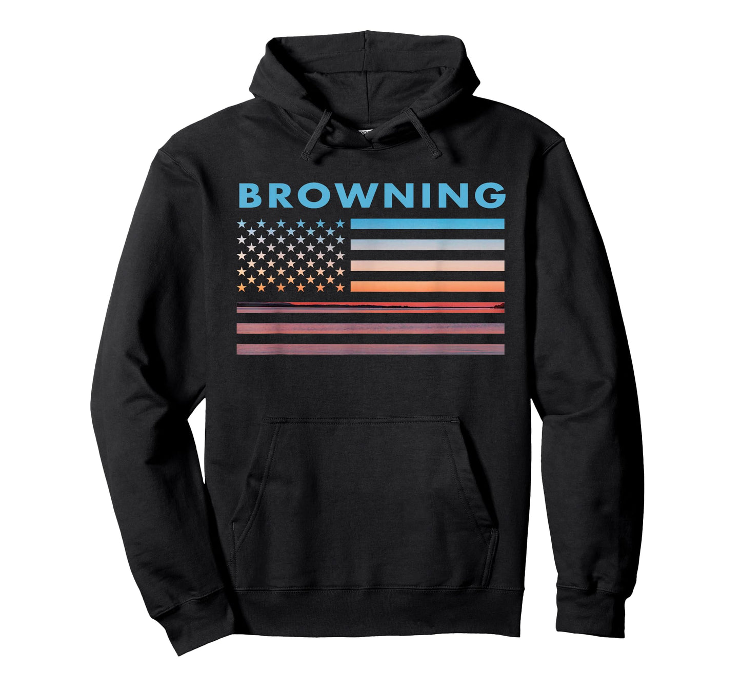 Vintage Sunset American Flag Browning, Montana T-Shirt