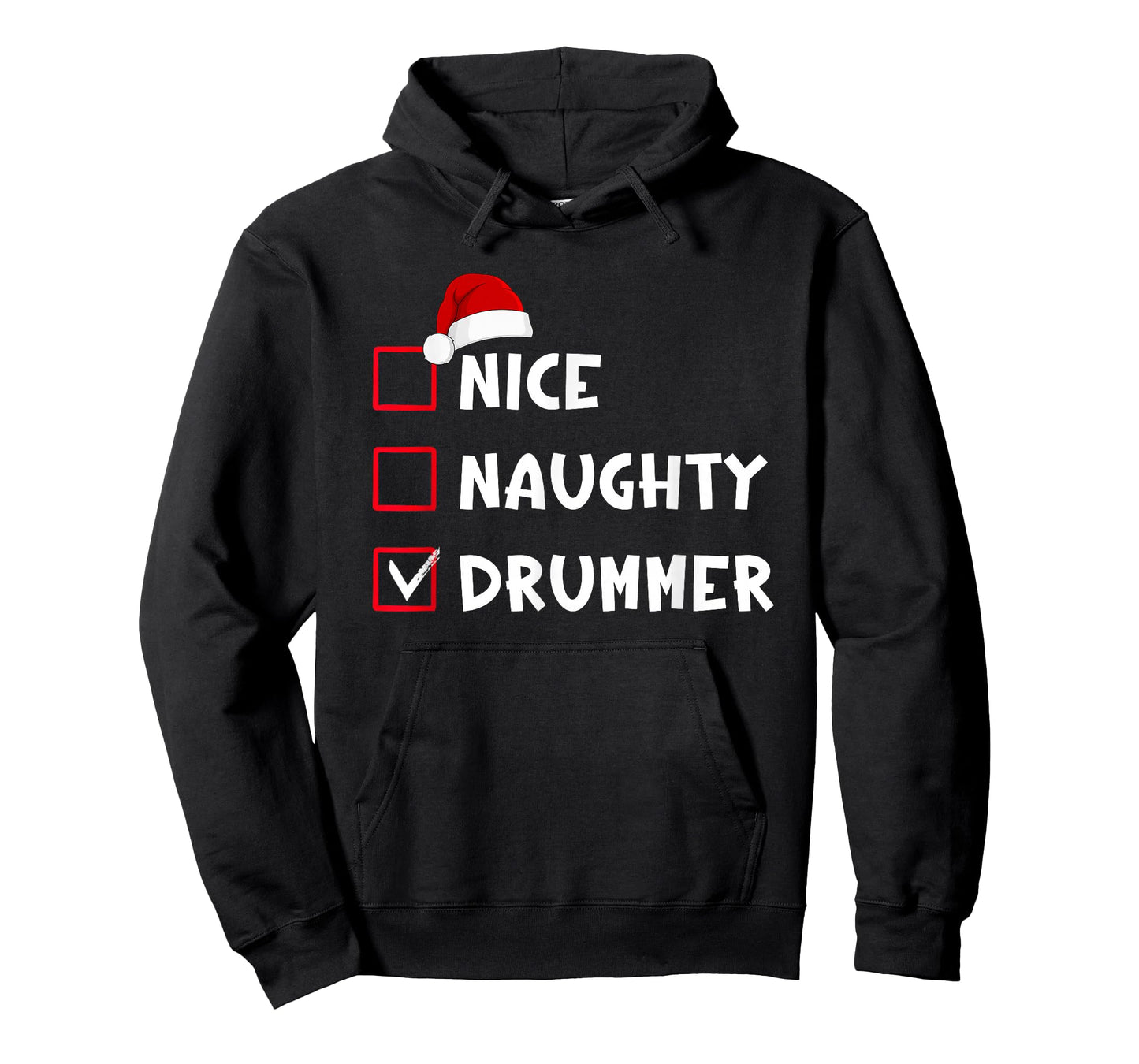 Nice Naughty Drummer Funny Christmas List Drumming Drum T-Shirt