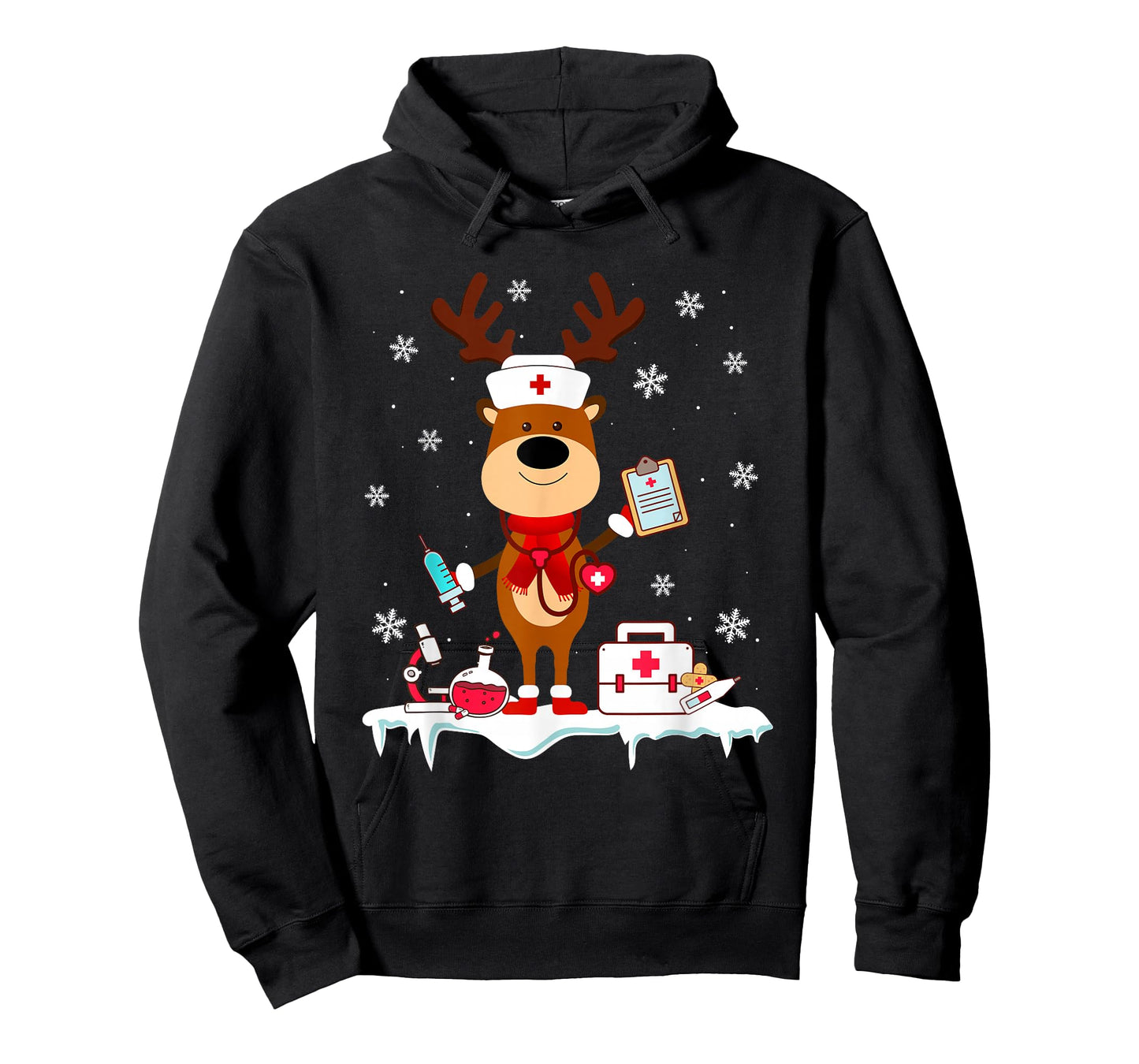 Christmas Nurse Reindeer Funny Xmas Scrub Top Nursing Women T-Shirt