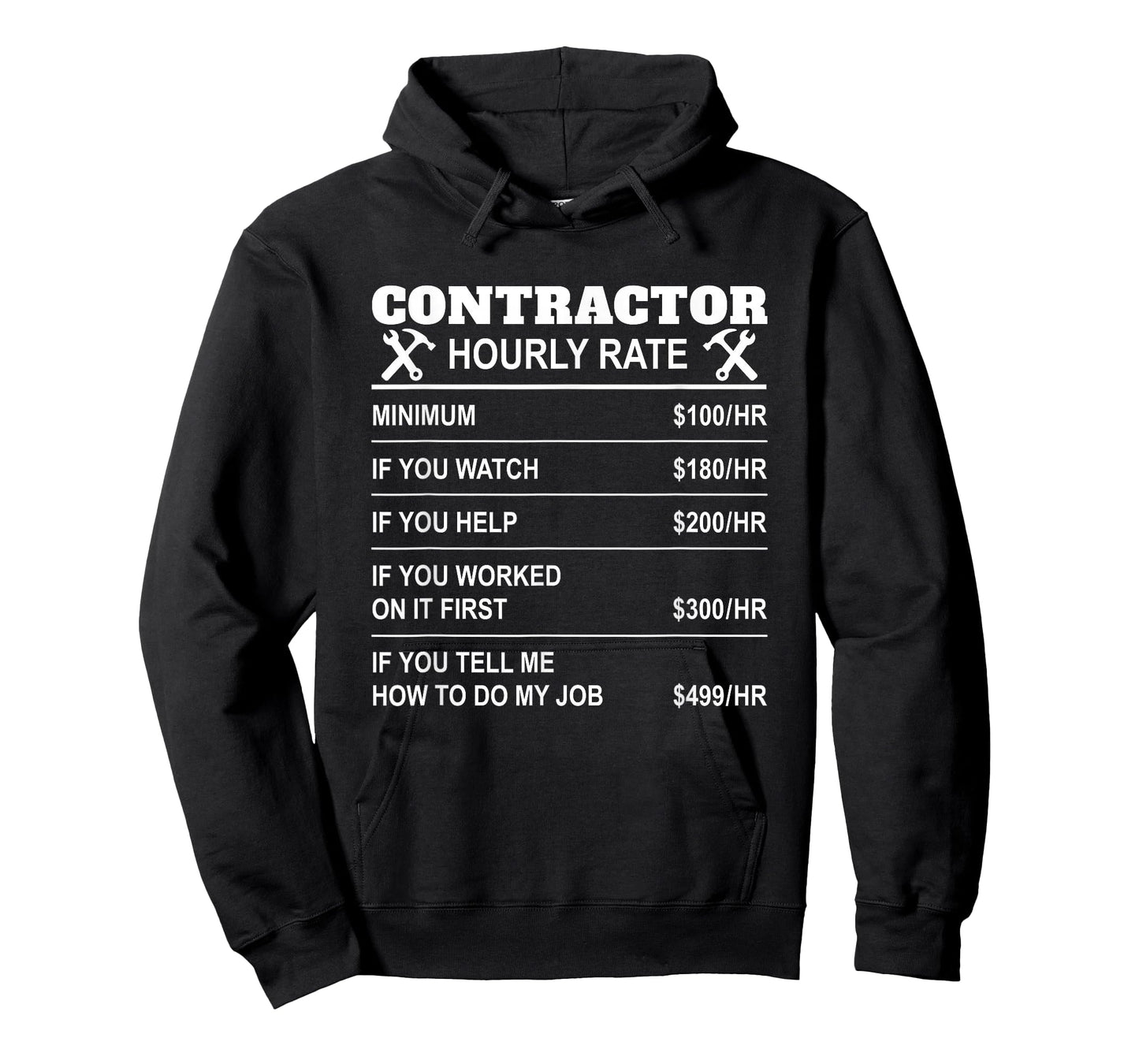 Contractor Hourly Rate Funny Constructor Repairmen Employees T-Shirt