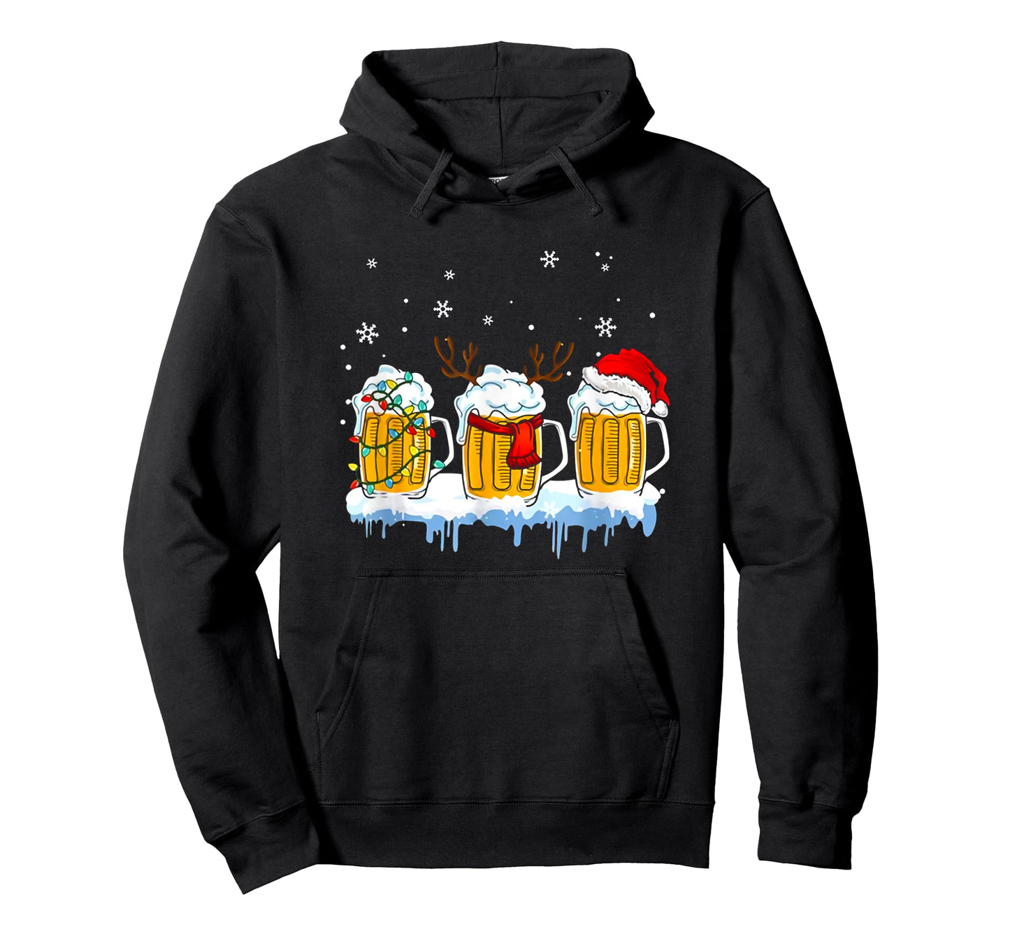 Beer Christmas Mug Santa Reinbeer Xmas lights pajamas T-Shirt