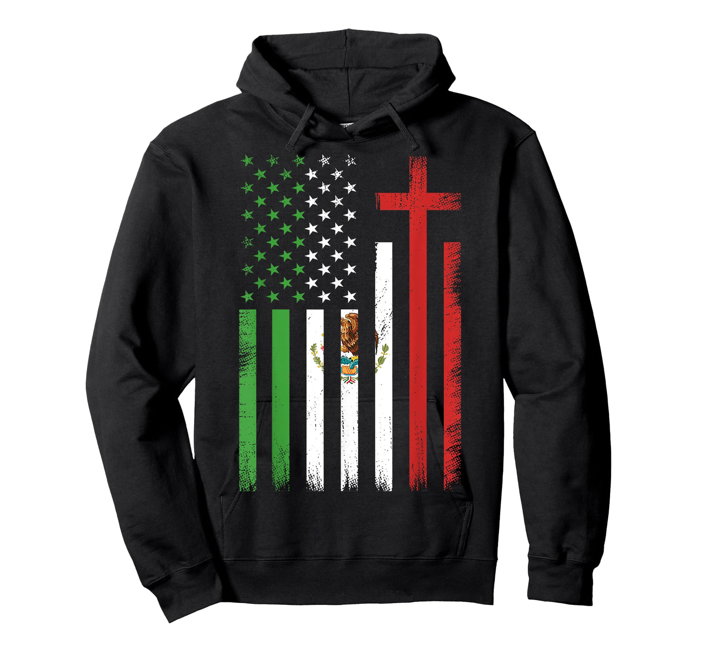 USA Flag Mexican American Christian Cross Mexico America T-Shirt
