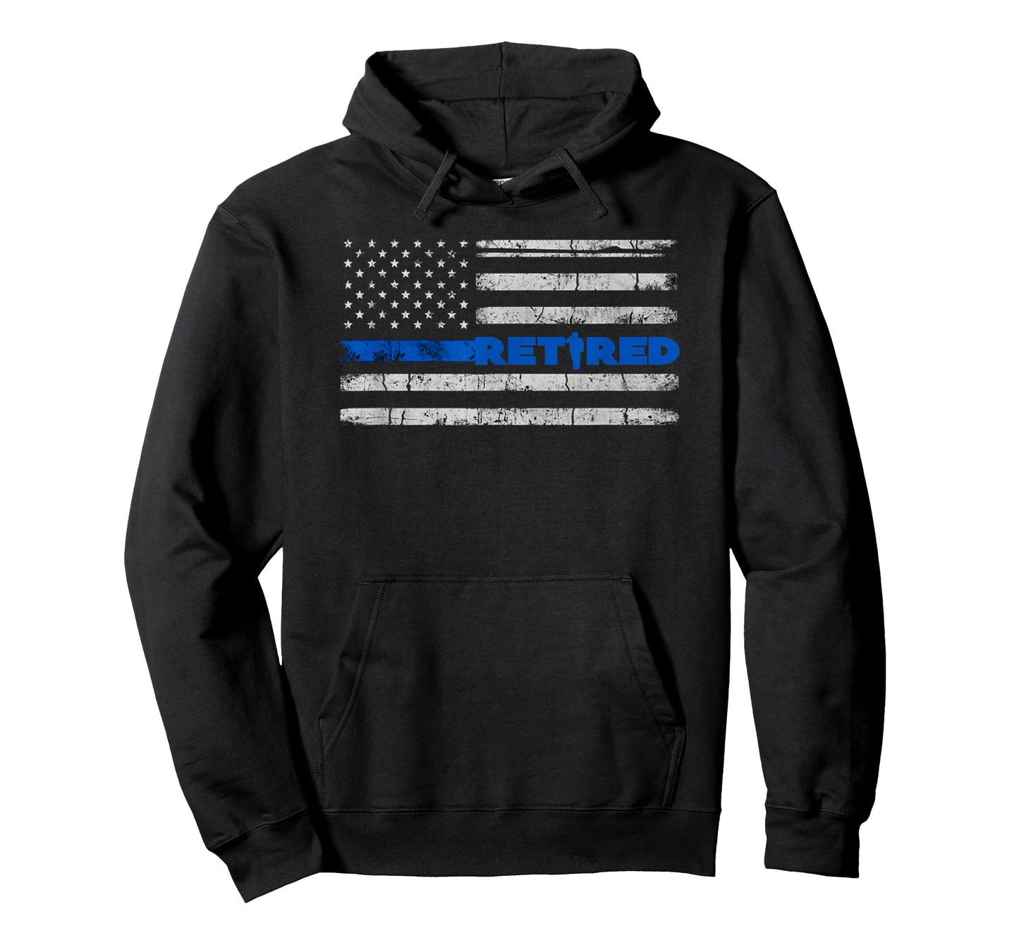 Support Our Law Enforcement Tees 2018 Retired Police Officer Thin Blue Line Flag Retirement T-Shirt - Black, Unisex, Short Sleeve, Classic Fit, Crew Neck, T-Shirt, Size: Small