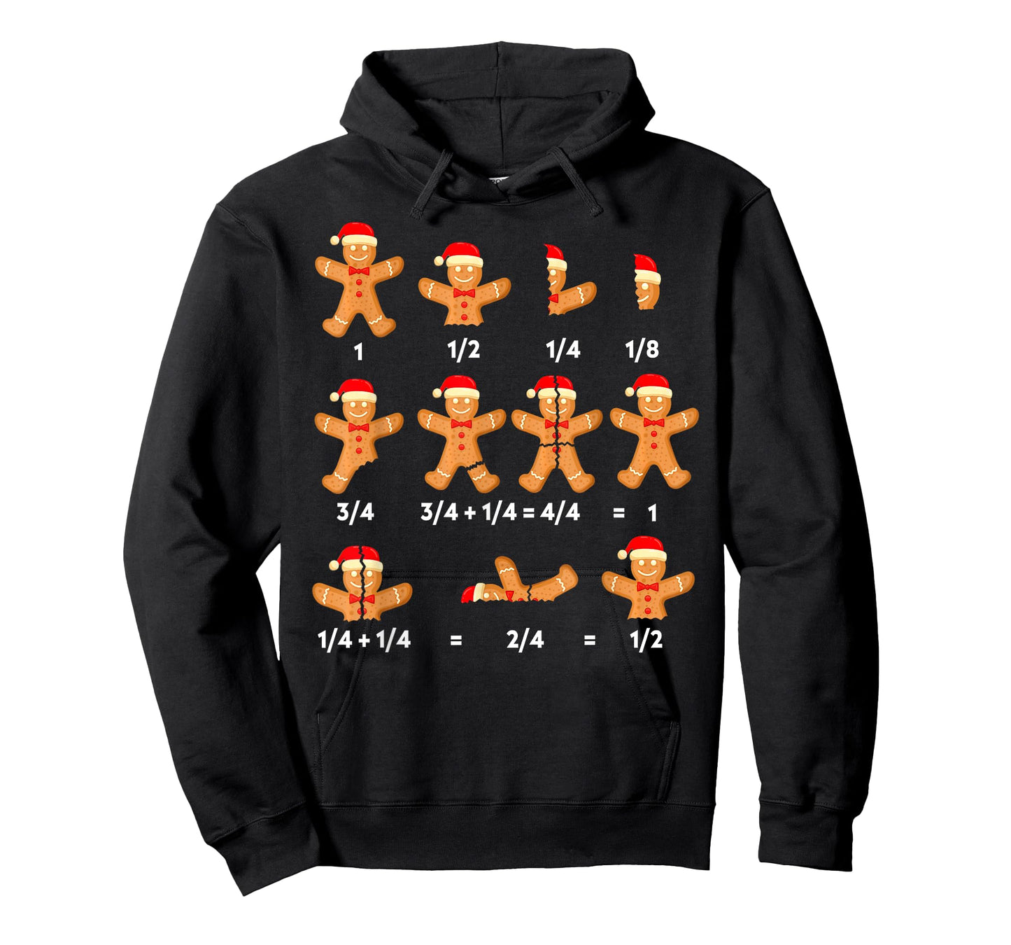 Christmas Math Teacher Equation Gingerbread Cookie Santa Hat Men Women Kids T-Shirt