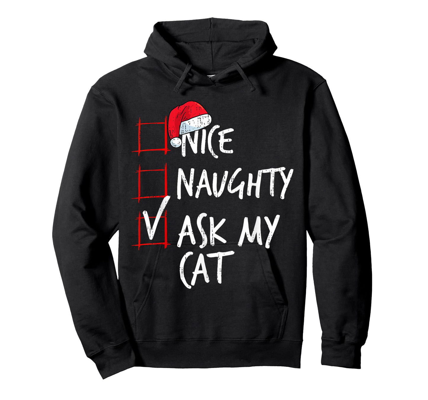 Nice Naughty Ask My Cat Christmas List Santa Costume Xmas T-Shirt