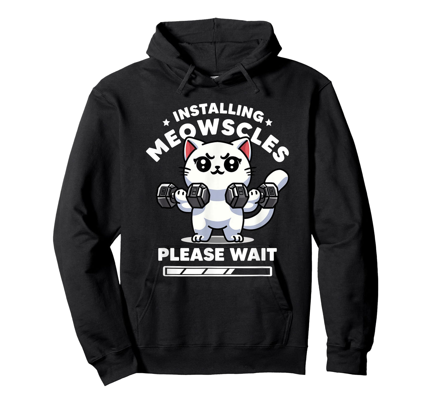 Installing Meowscles Please Wait Cat Funny Gym Quote Cat Men Women Kids T-Shirt