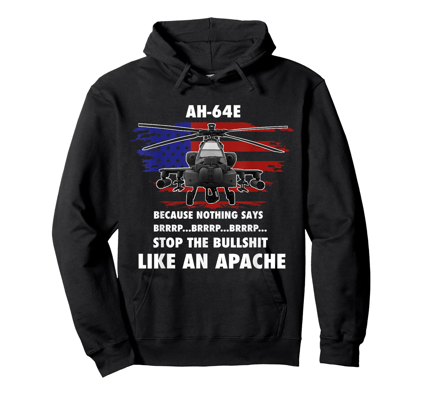 AH-64E Apache Helicopter Military and Veteran T-Shirt