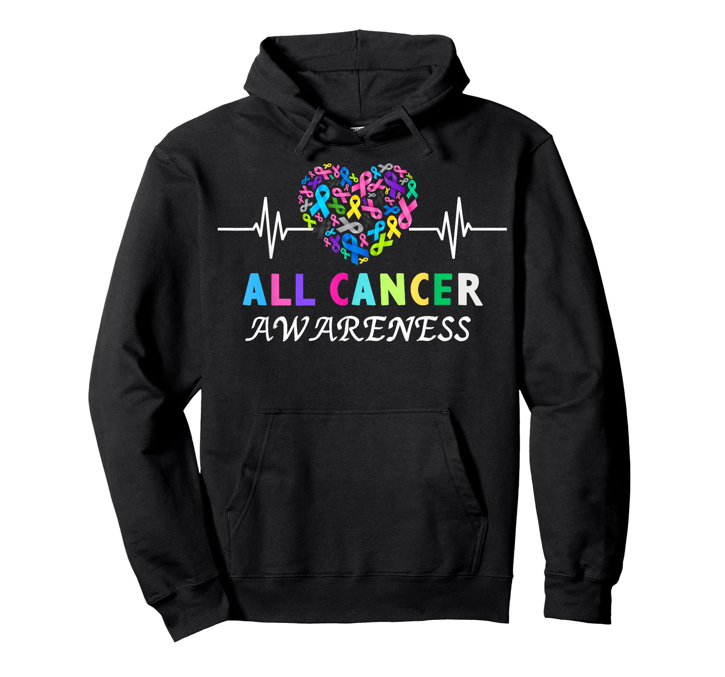 All Cancer Matters Heartbeat Multicolor Ribbon Awareness T-Shirt
