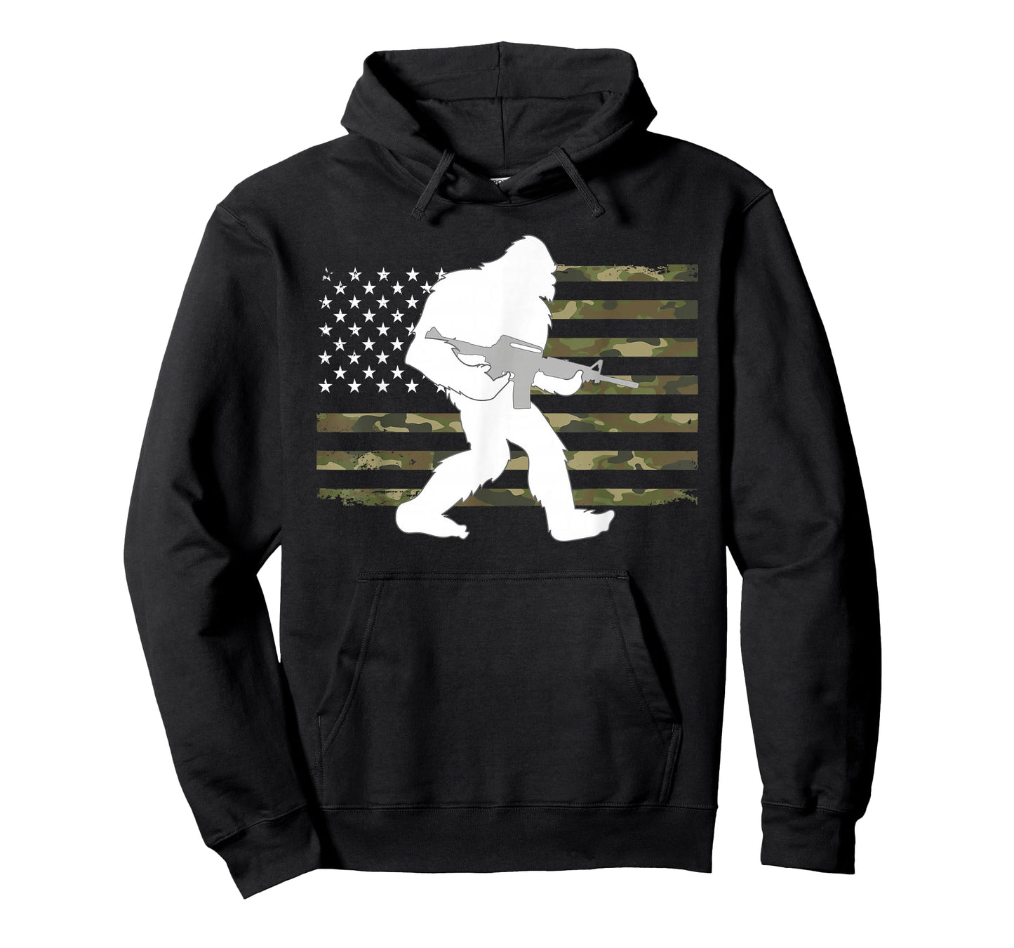 Bigfoot Gun Owner Camo US American Flag Sasquatch AR15 Rifle T-Shirt