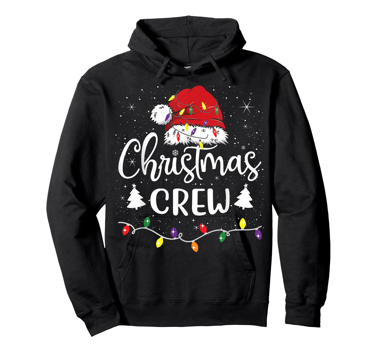 Christmas Crew Lights Red Santa Hat Xmas Family Men Women T-Shirt