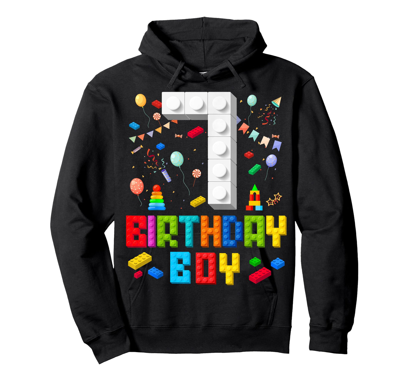 7th Birthday Boy Master Builder 7 Years Old Building Block T-Shirt