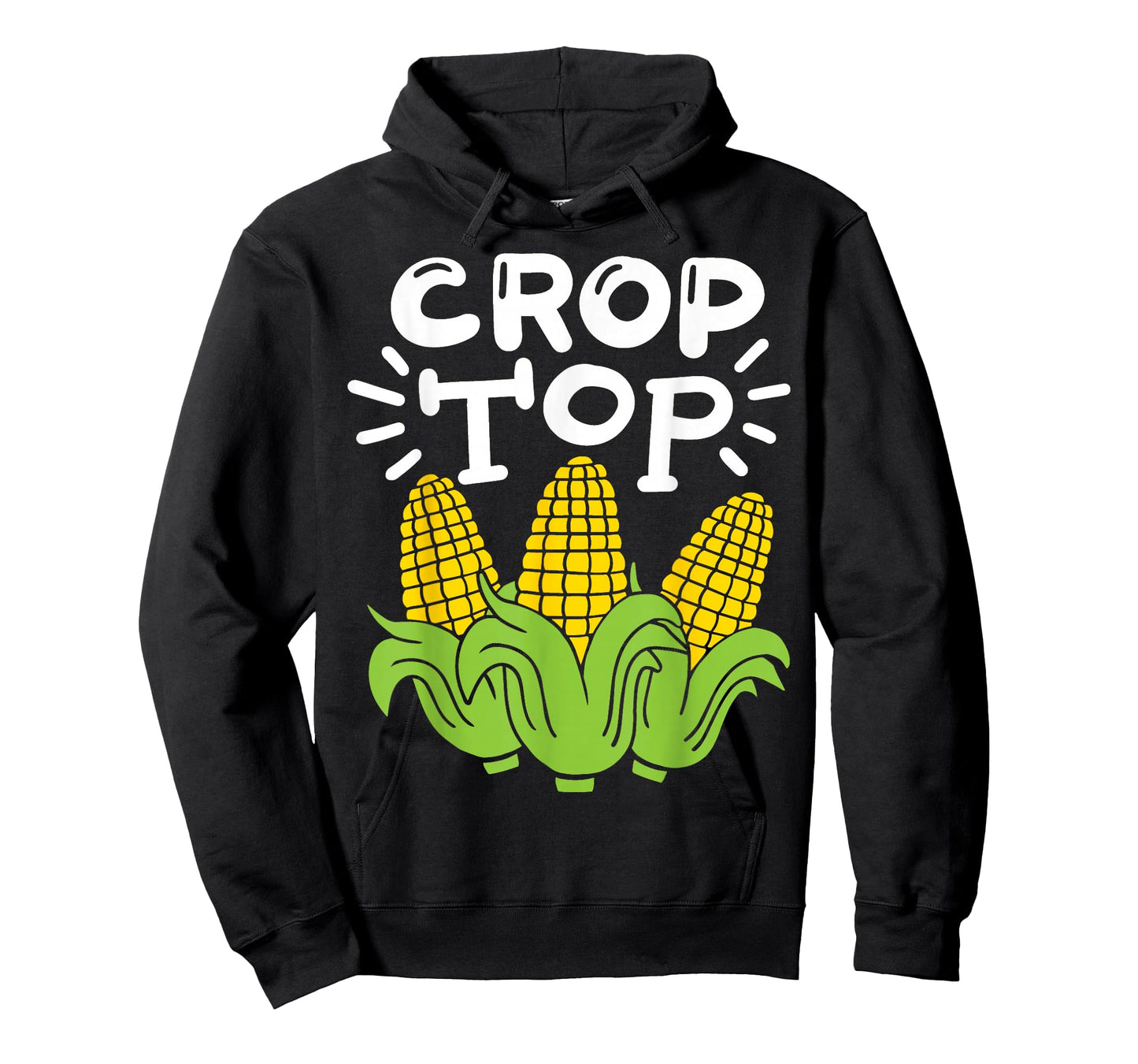 Corn Farm Farmer Co. Women's Black Cartoon Crop Top T-Shirt