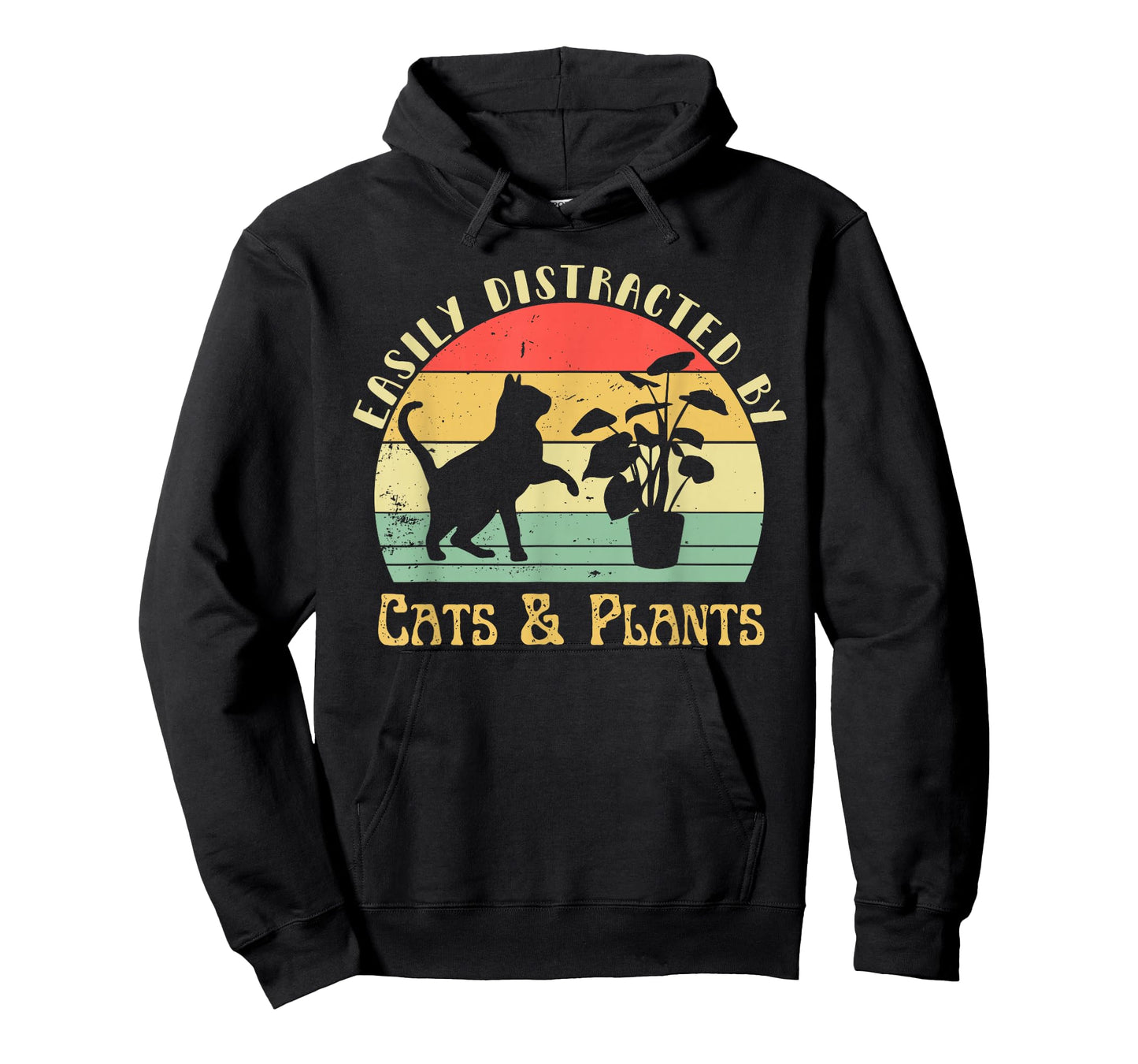 Retro Pet Cat Plant Lover Easily Distracted by Plants & Cats T-Shirt