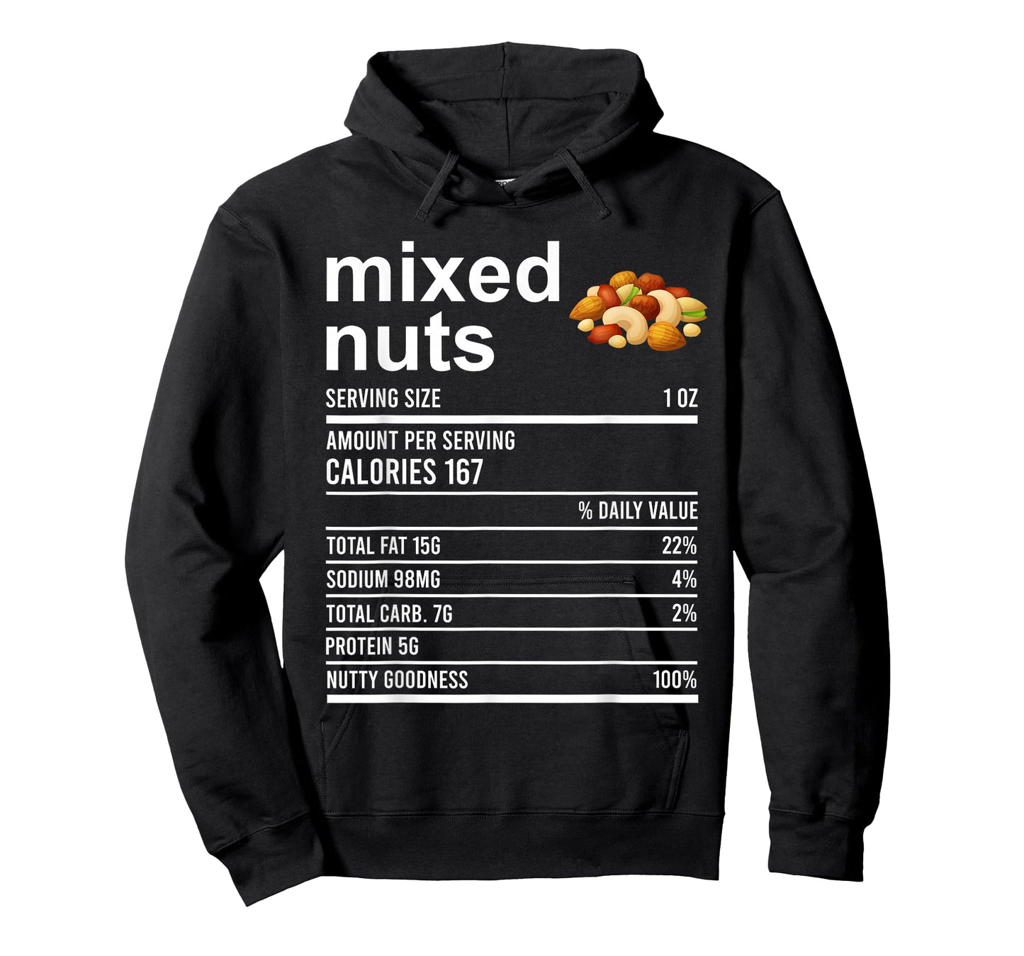 Funny Thanksgiving Food Apparel, Mixed Nuts Nutrition Fact T-Shirt