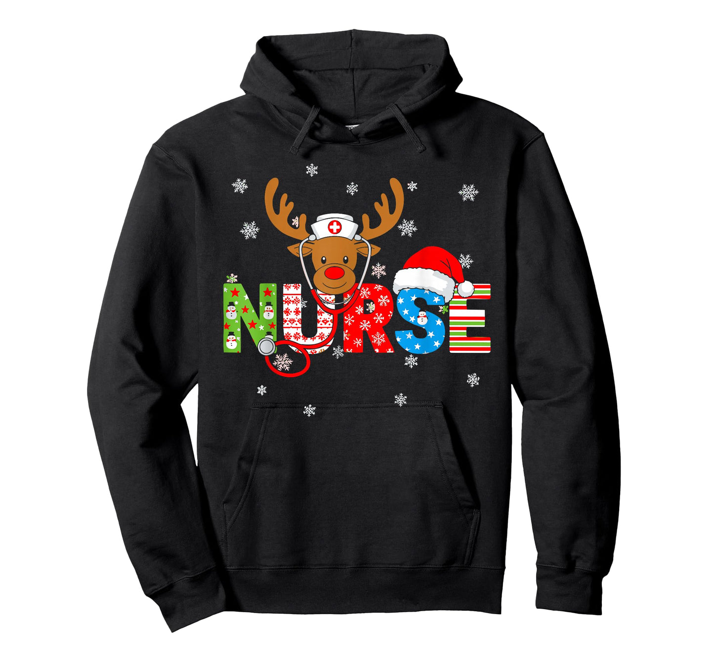 Christmas Nurse Stethoscope Santa Hat Reindeer Xmas T-Shirt