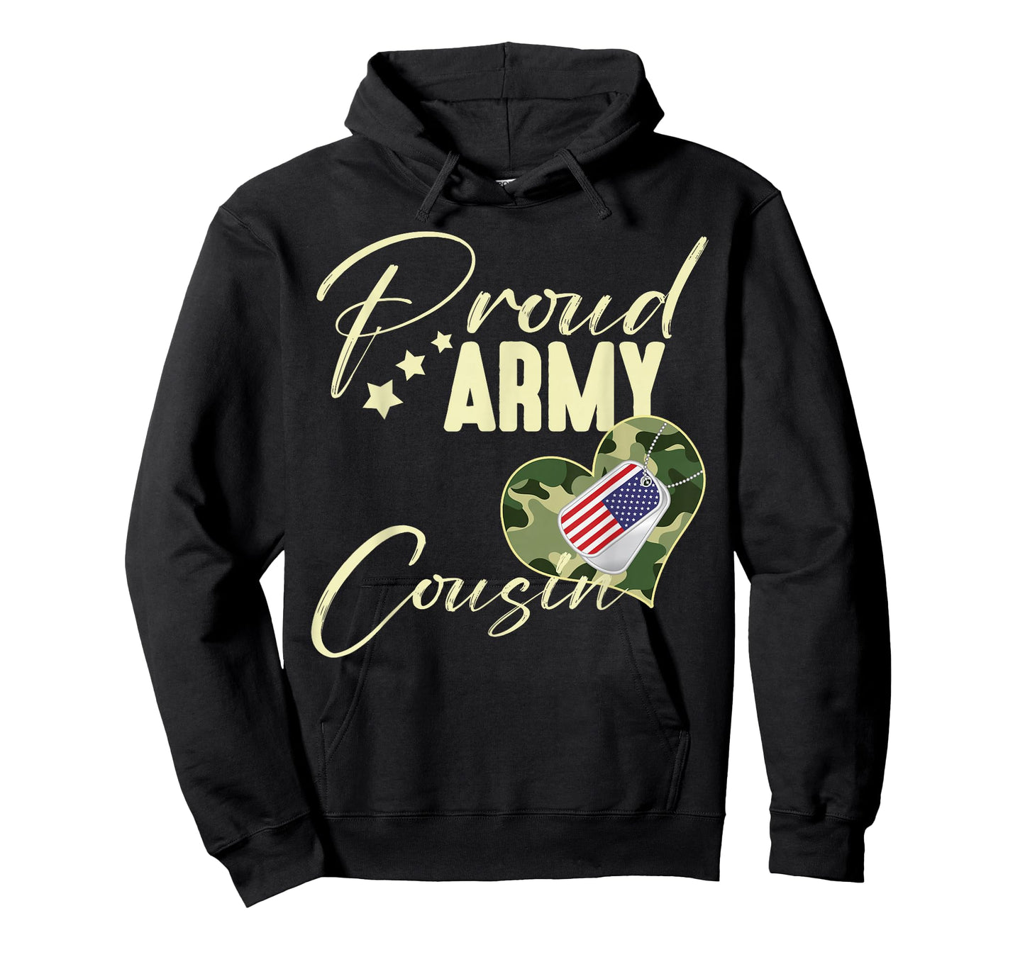 Proud Army COUSIN Camouflage Dog Tag USA American Flag T-Shirt
