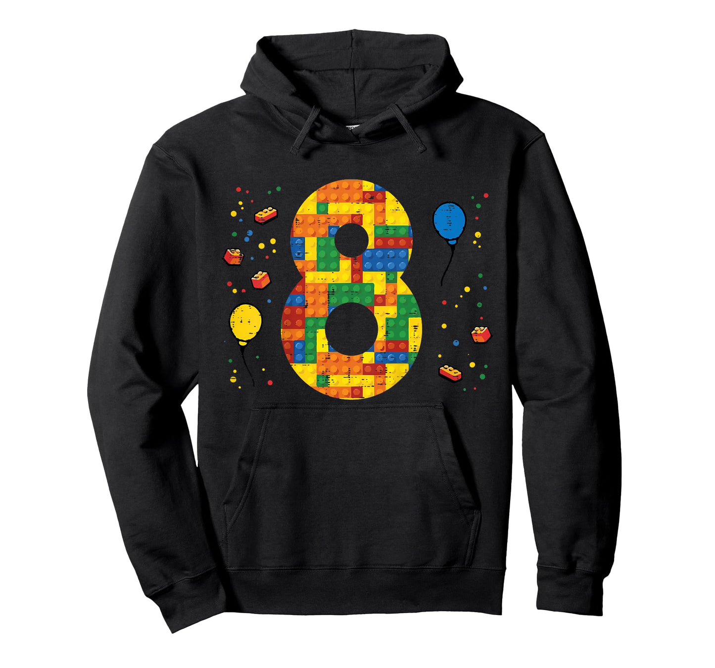 Kids 8th Birthday Blocks Building Bricks 8 Year Old Boys Kids T-Shirt