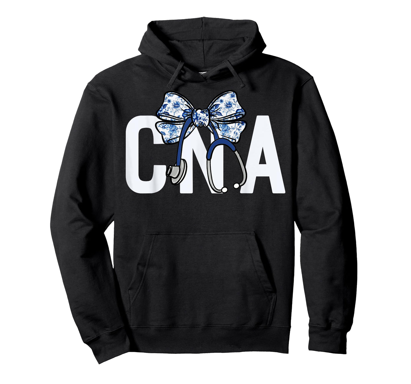 CNA Coquette Bow Nurse Stethoscope Nursing Floral Blue Women T-Shirt
