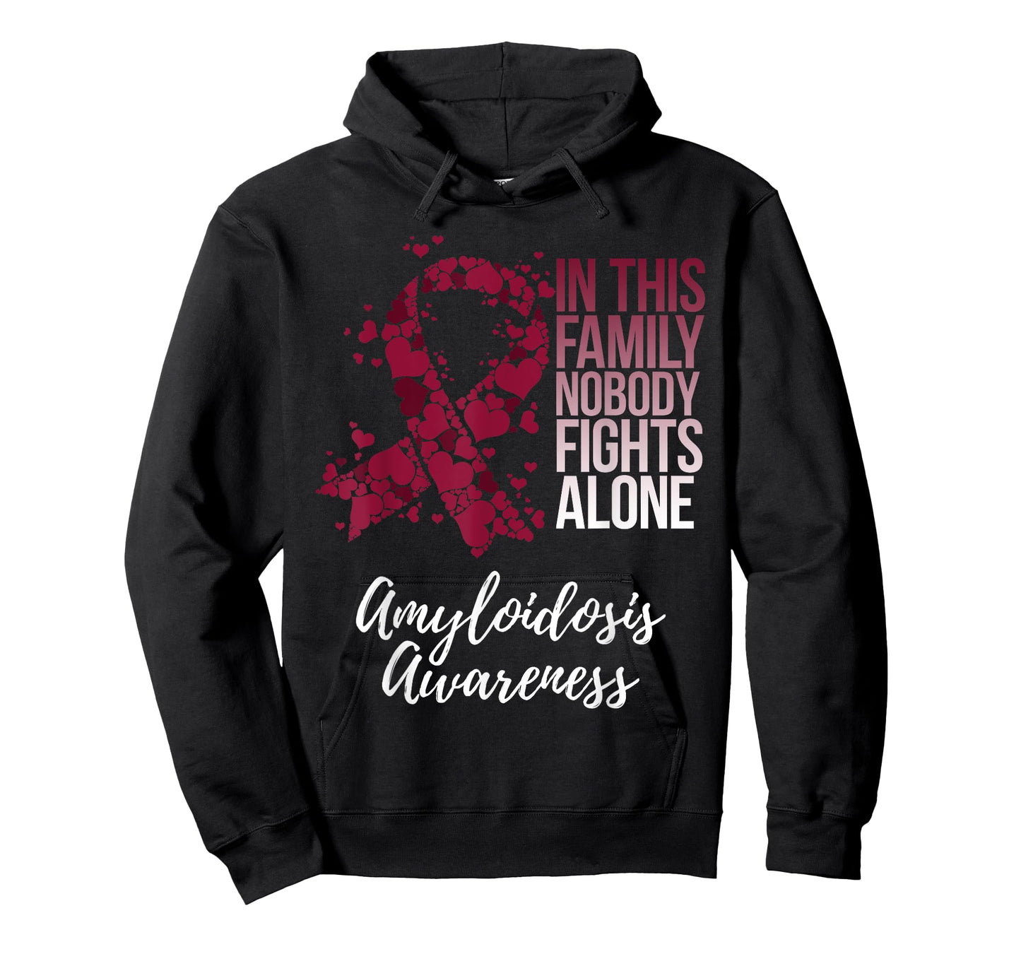 Amyloidosis Awareness Products Family Support Awareness T-Shirt - Unisex Adults - Black - Short Sleeve - Small - Classic Fit - Polyester
