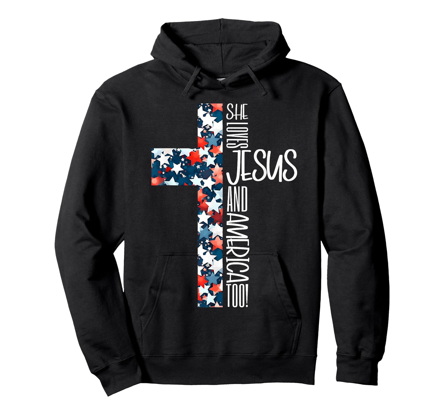 She Loves Jesus & America Too Christian American 4th of July T-Shirt