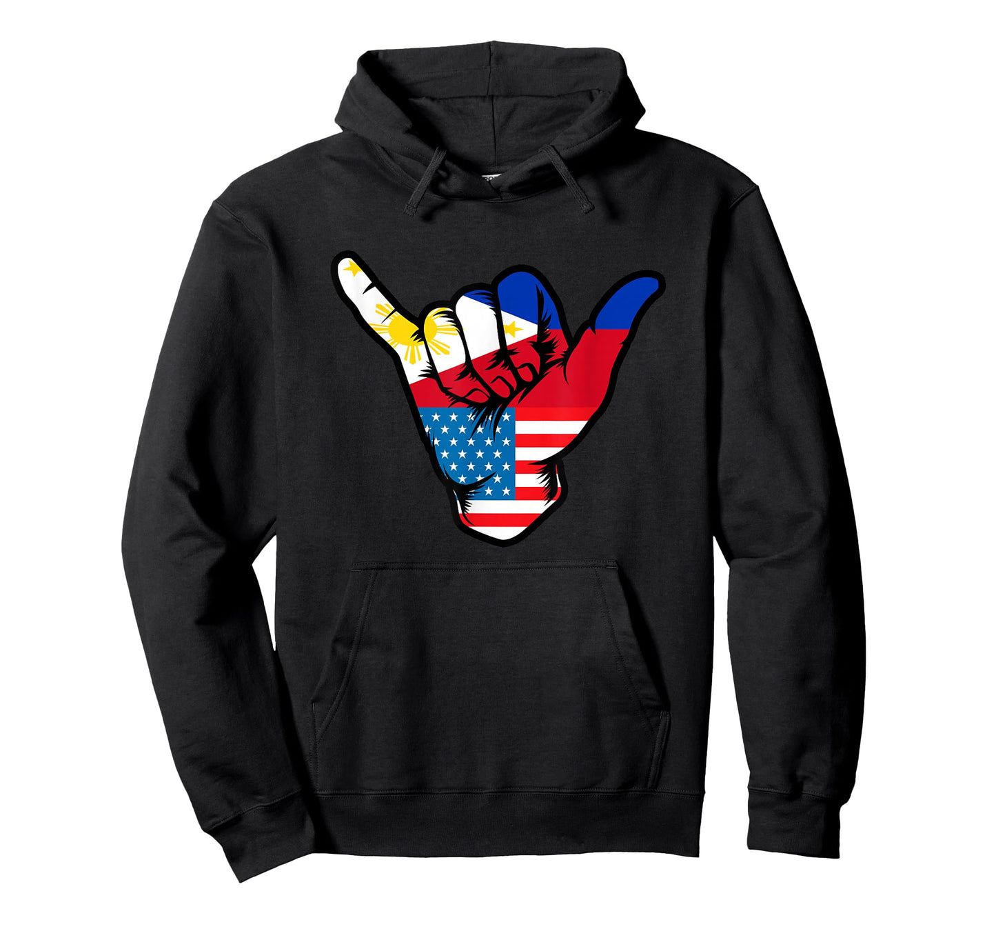 Half Filipino and American Philippines USA Flag Shaka Hand T-Shirt
