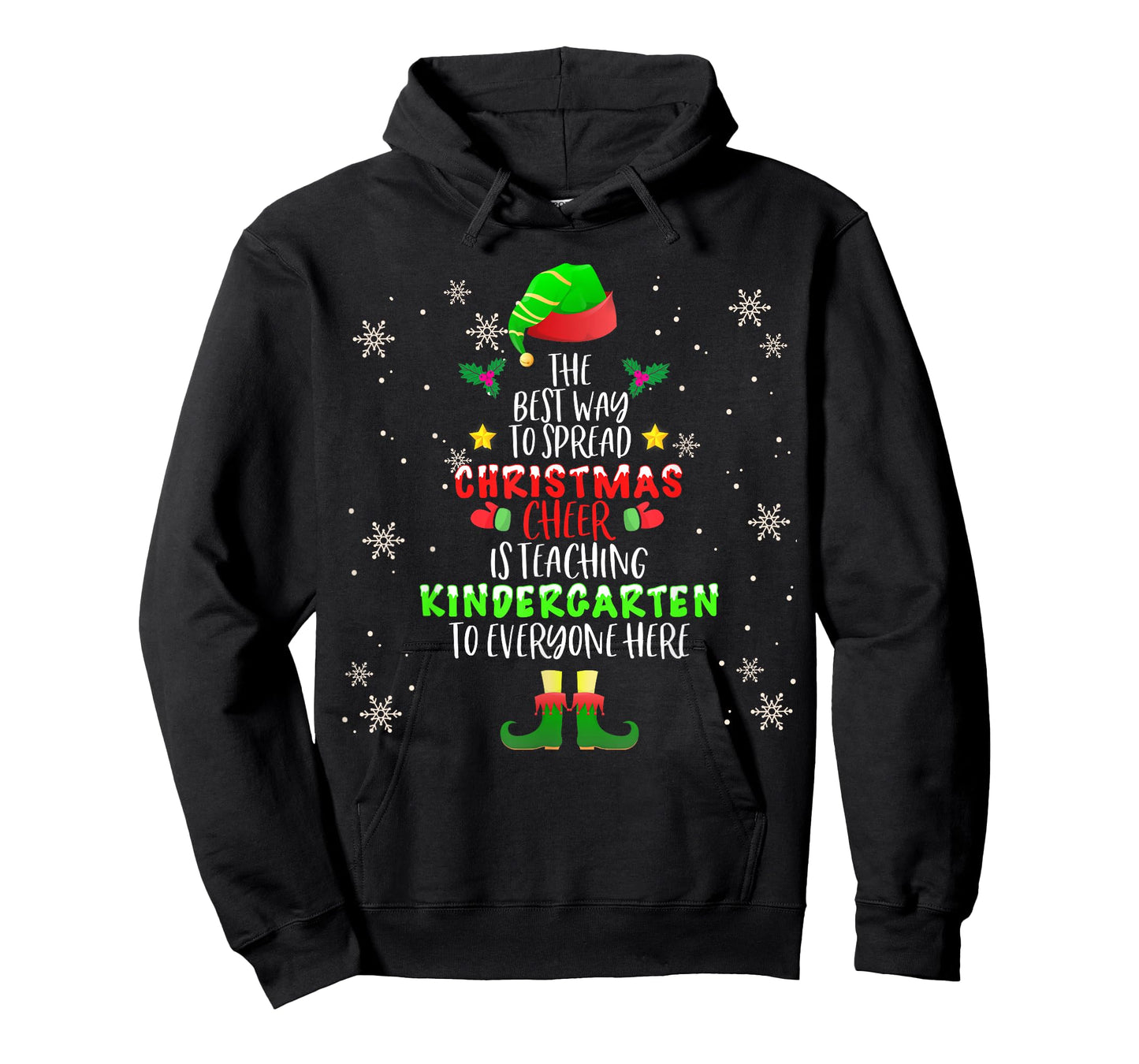 Christmas Cheer Is Teaching Kindergarten Santa Elf Teacher Men Women Kids T-Shirt