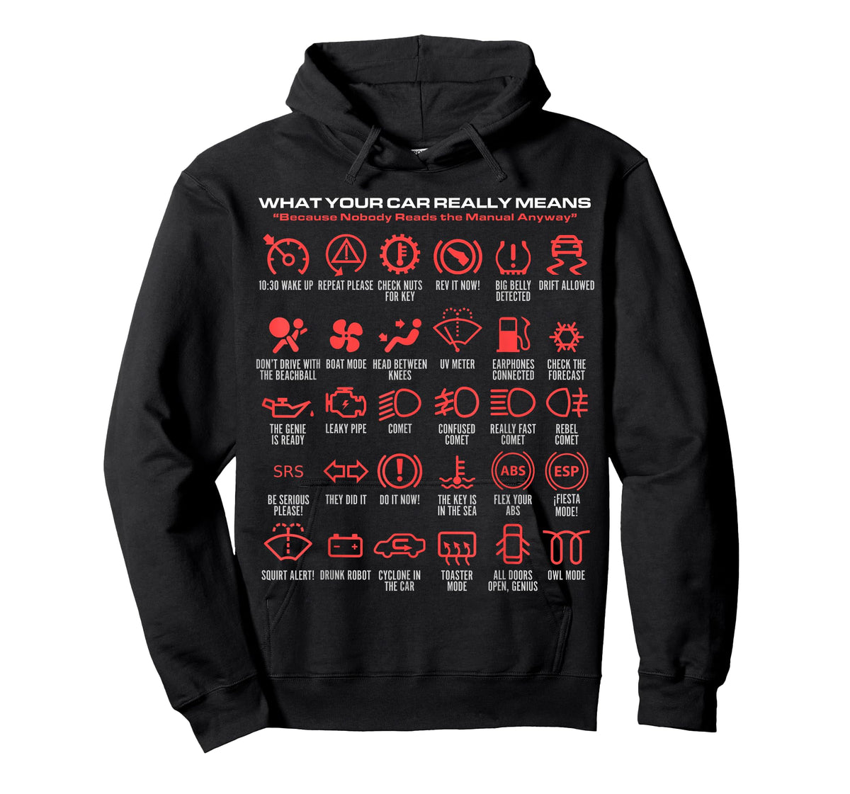 Fake Car Warning Symbols Meme Design Funny Dashboard Parody T-Shirt