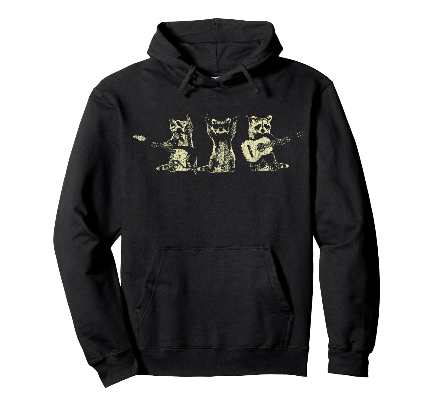 Funny Raccoon Music Band Electric Acoustic Guitar Racoons T-Shirt