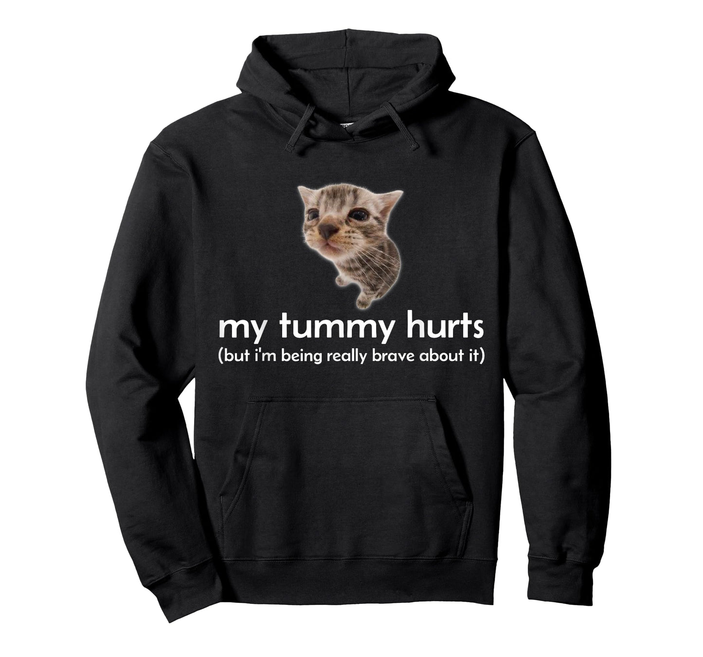 My Tummy Hurts But I'm Being Brave About It Funny Cat Meme T-Shirt for Men Women