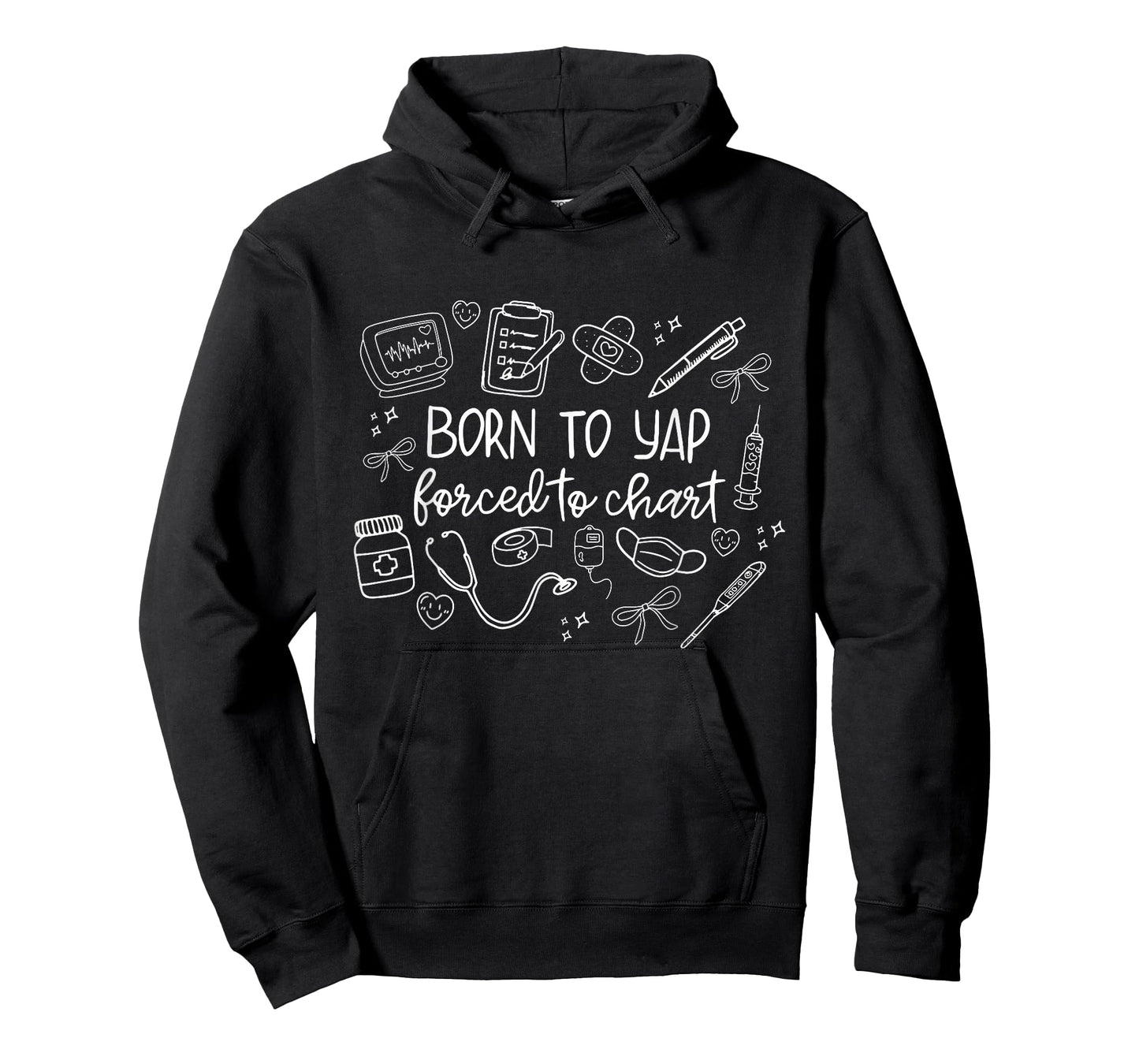 Coquette Nurse Born to Yap Forced to Chart Floral Nurse T-Shirt