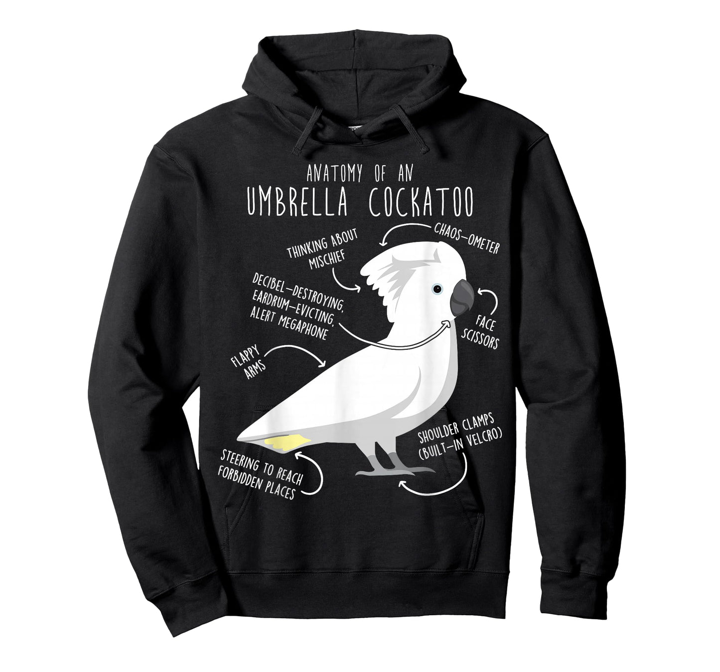 Umbrella Cockatoo Parrot Anatomy Funny Cute Pet Bird Mom Dad T-Shirt
