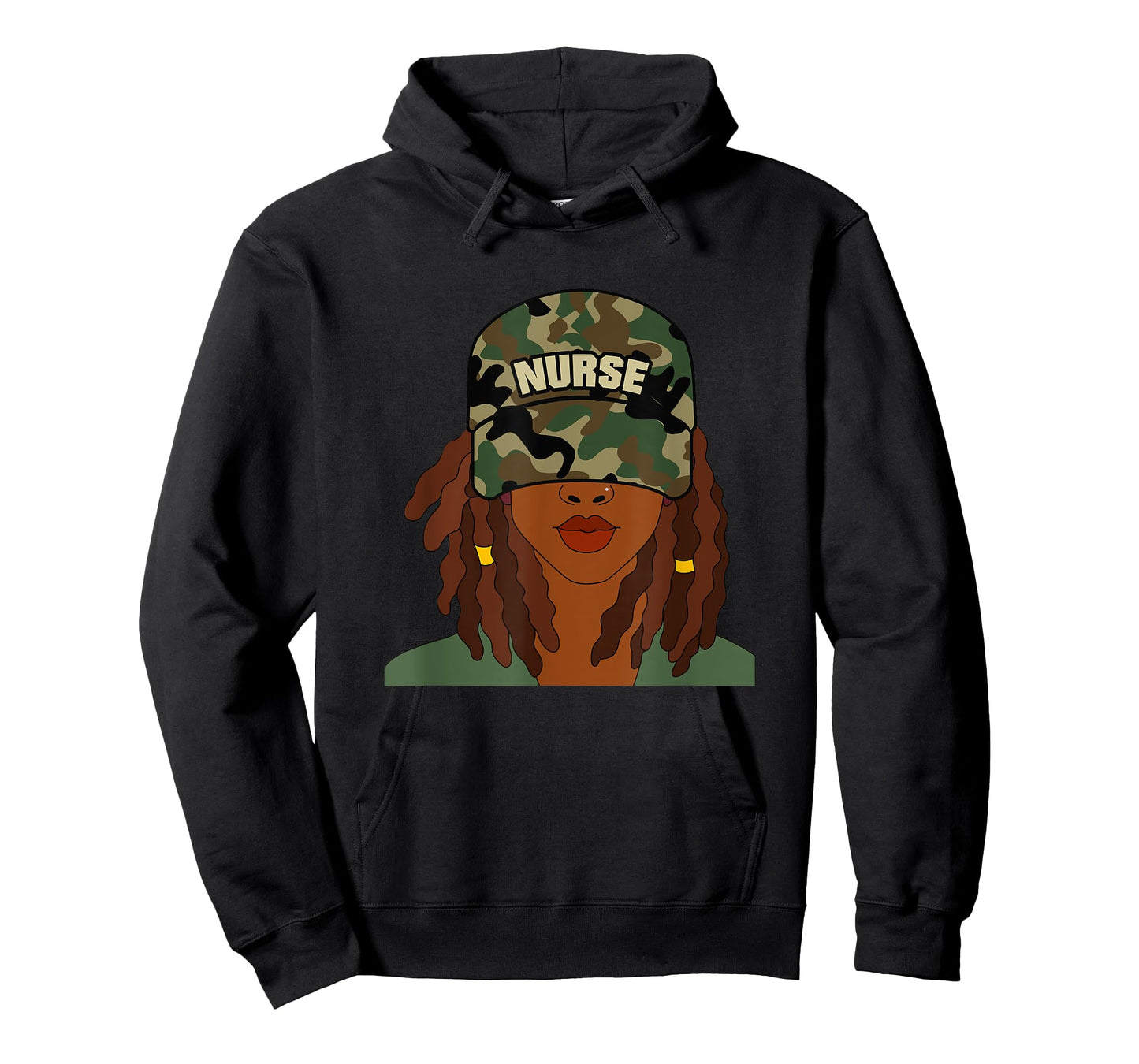 African American Nurse LPN Camo Camouflage Hat Locs T-Shirt