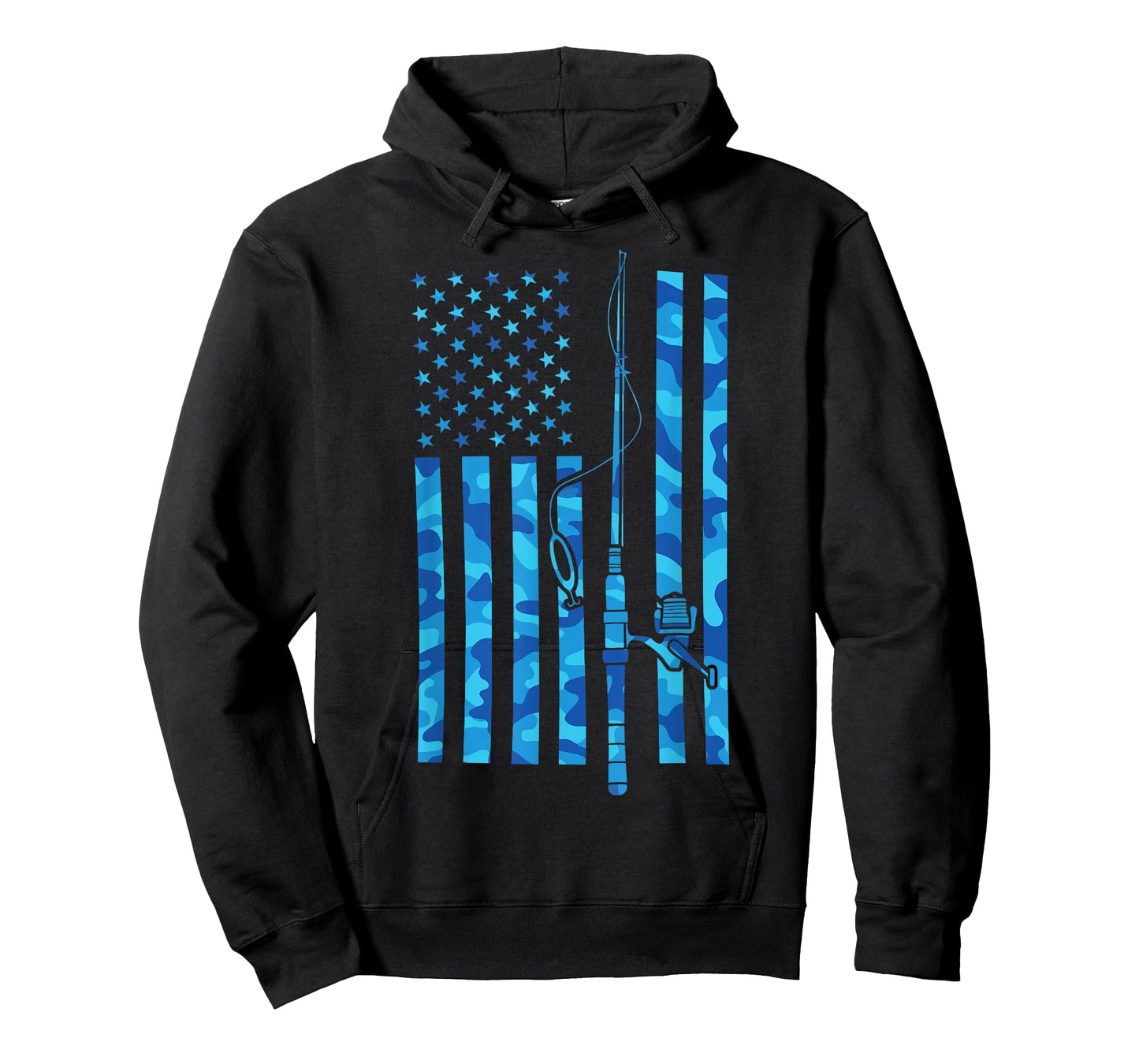 Fishing Rod USA Flag Fishing America Bass Fishing Fisher T-Shirt
